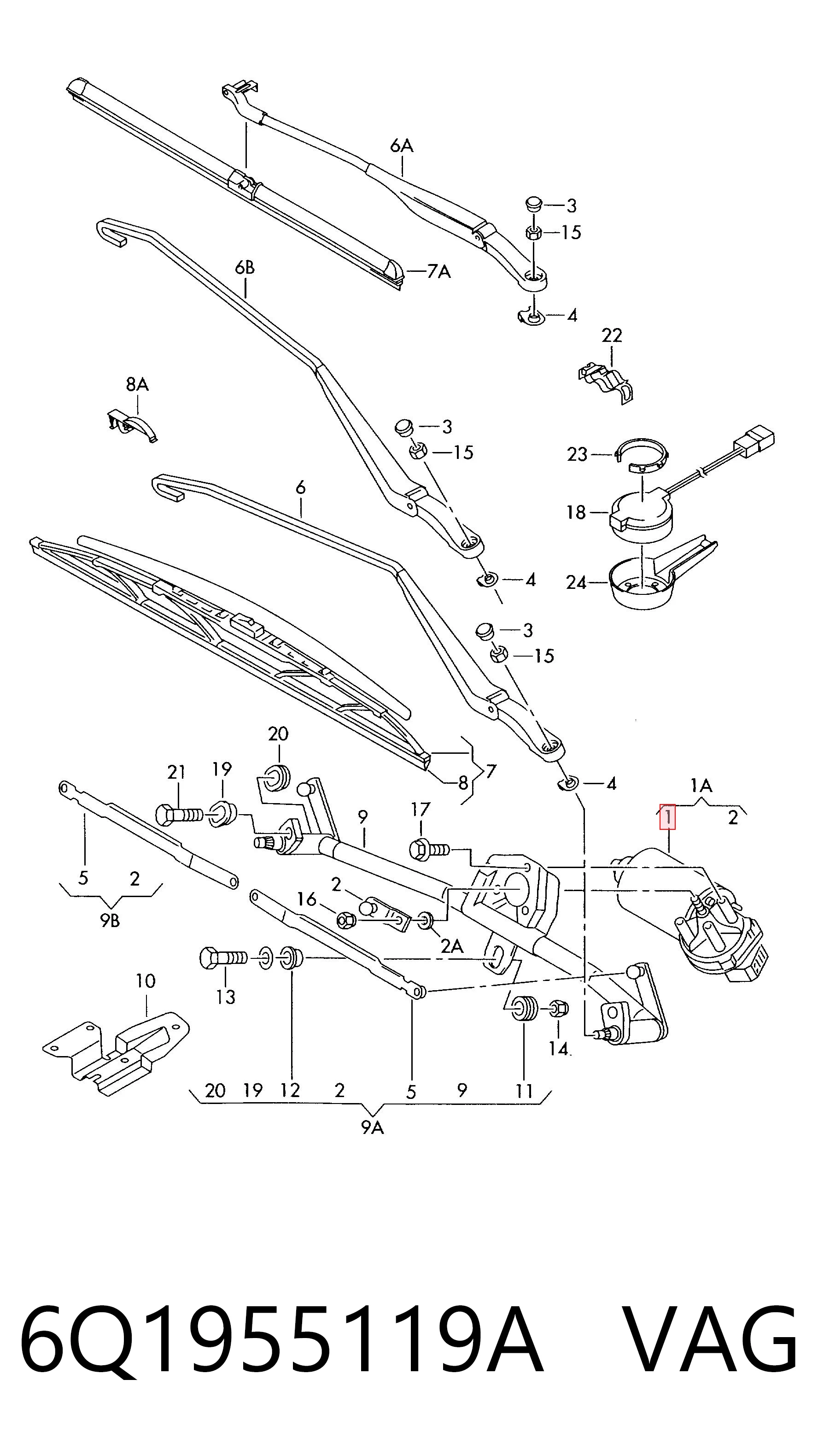 6Q1955119A VAG Motor del limpiaparabrisas