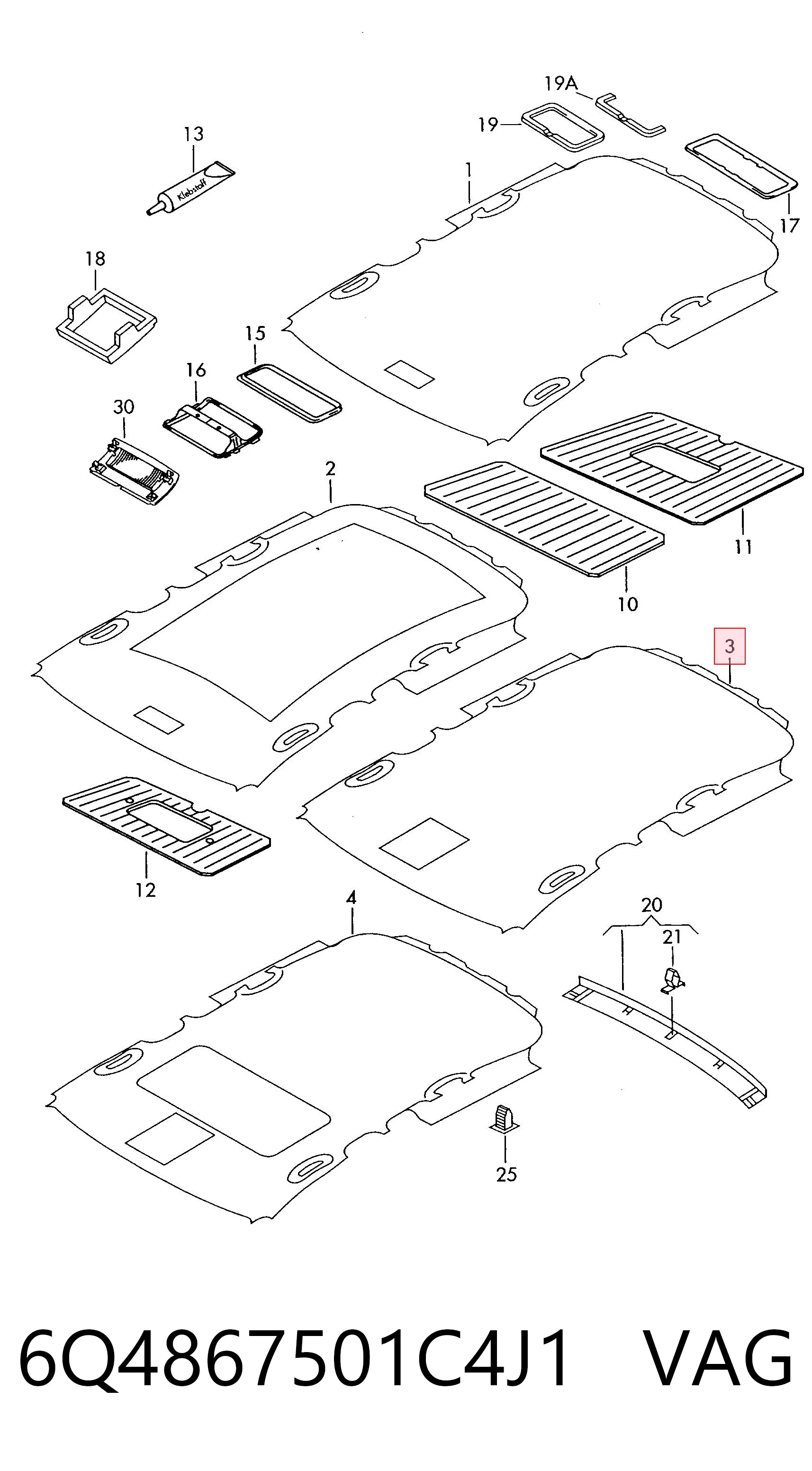 Techo interior para Volkswagen Polo 9N, 9A