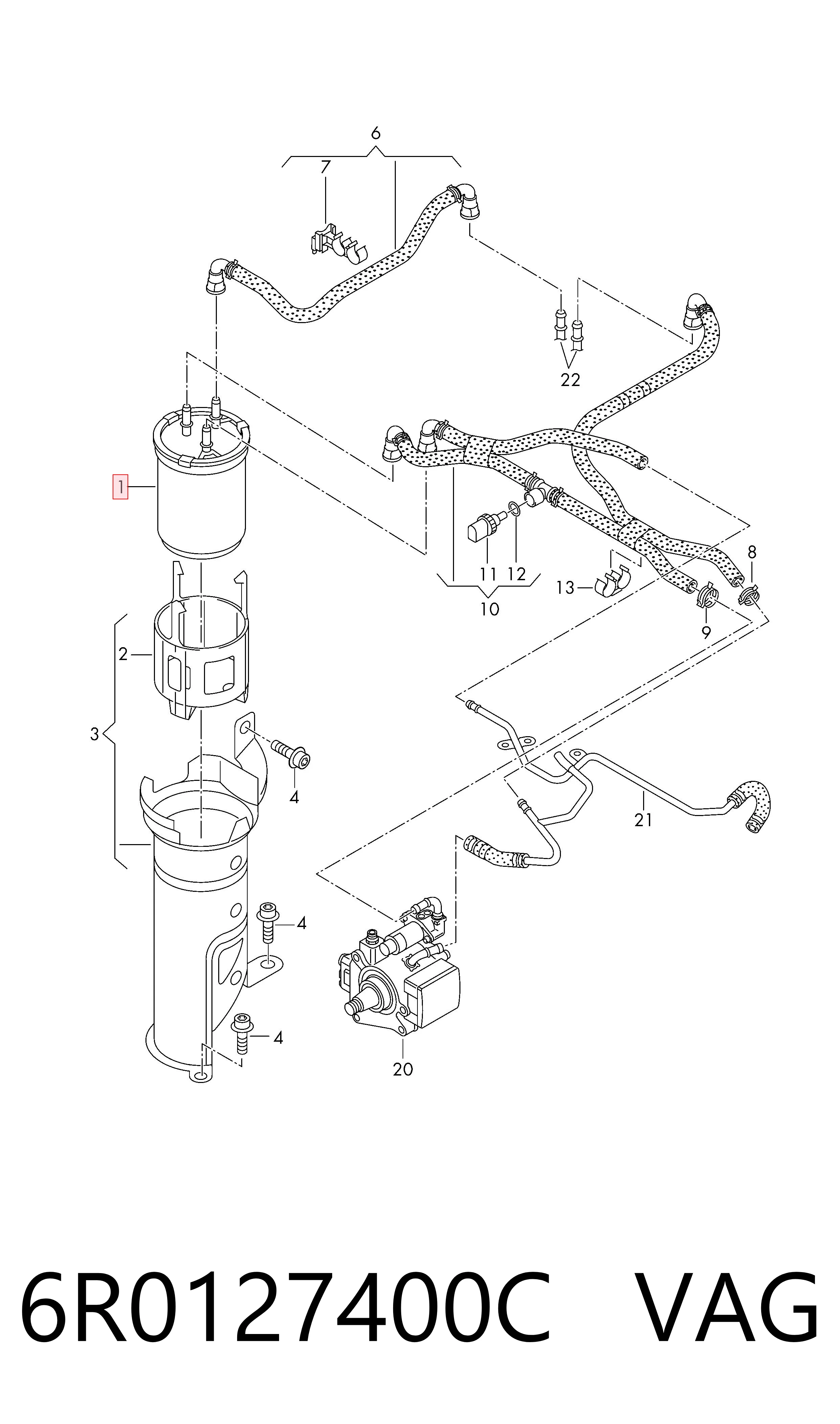 6R0127400C VAG Filtro de gasolina