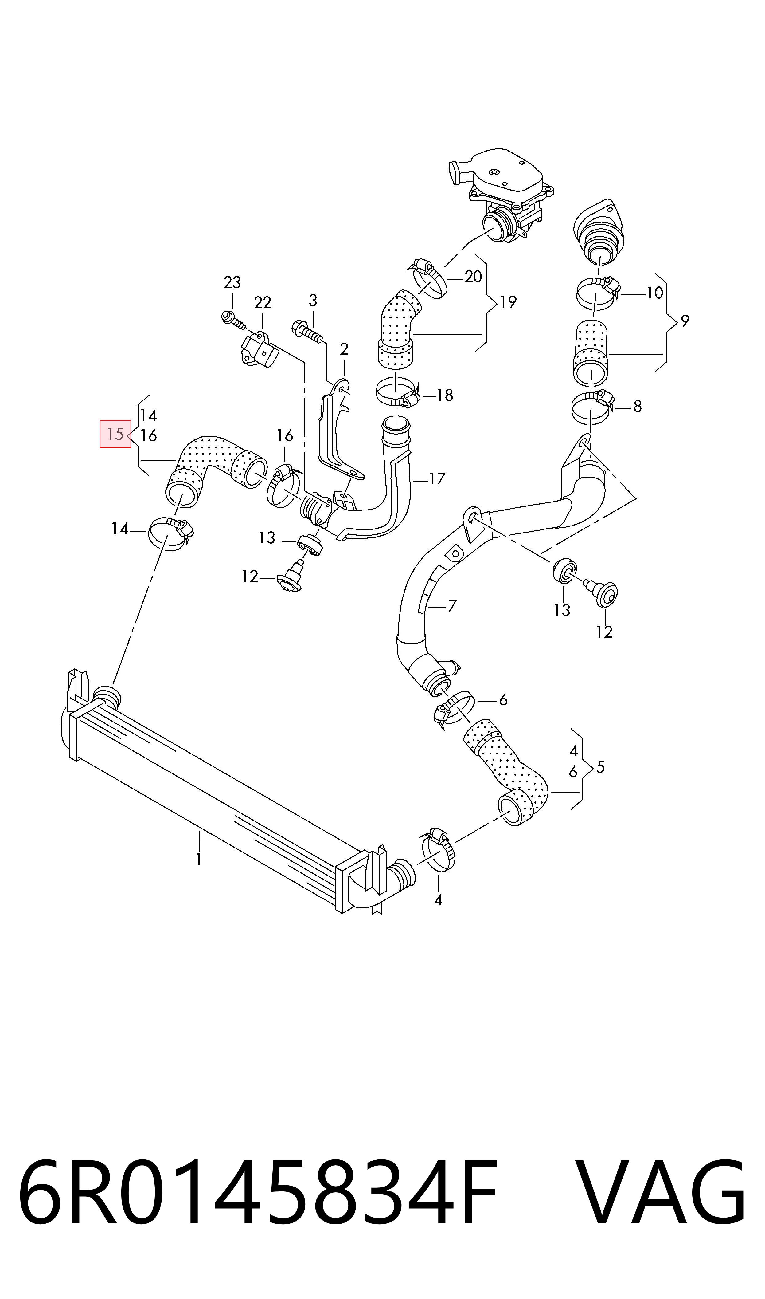 6R0145834F VAG Manguera del intercooler