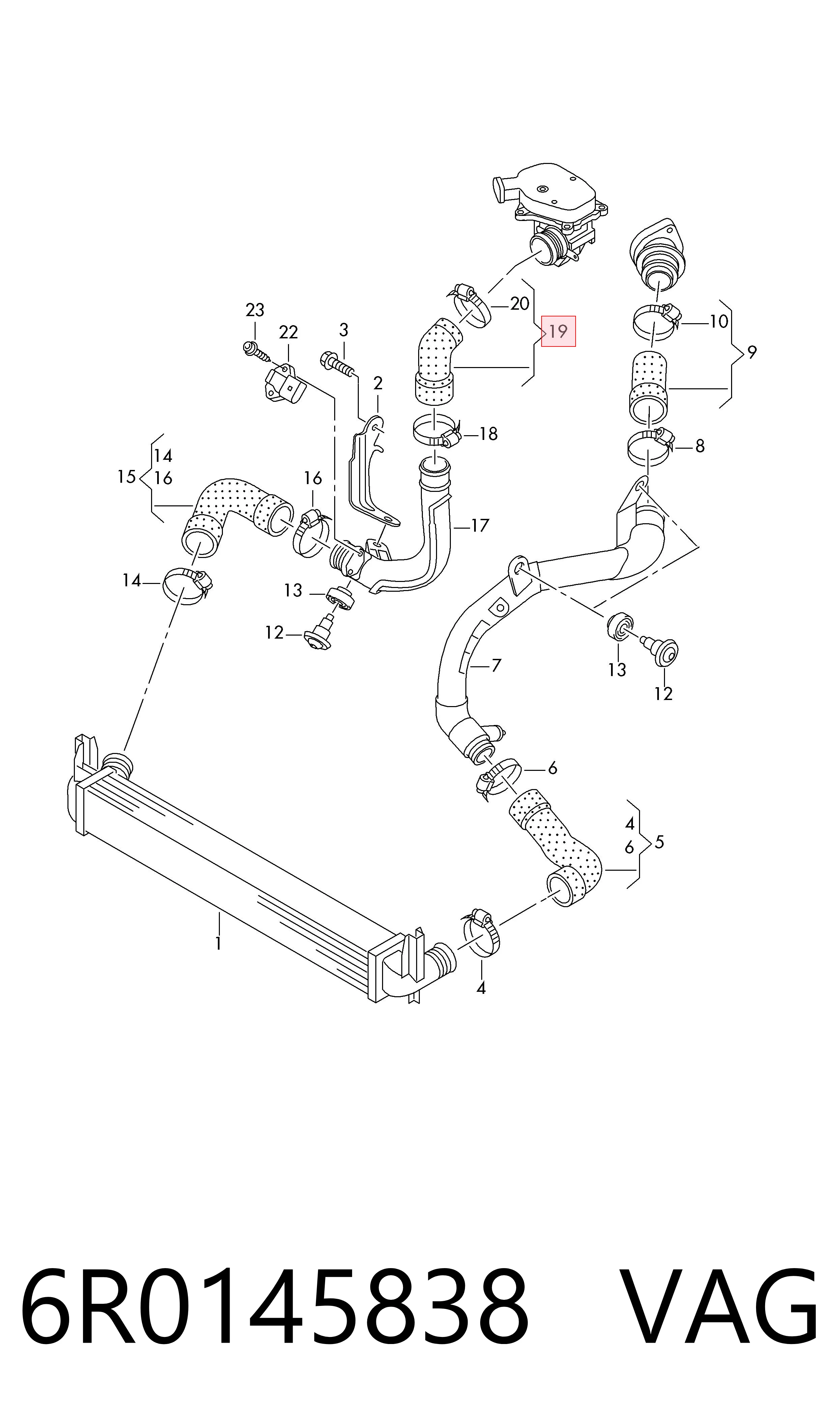 6R0145838 VAG Manguera del intercooler