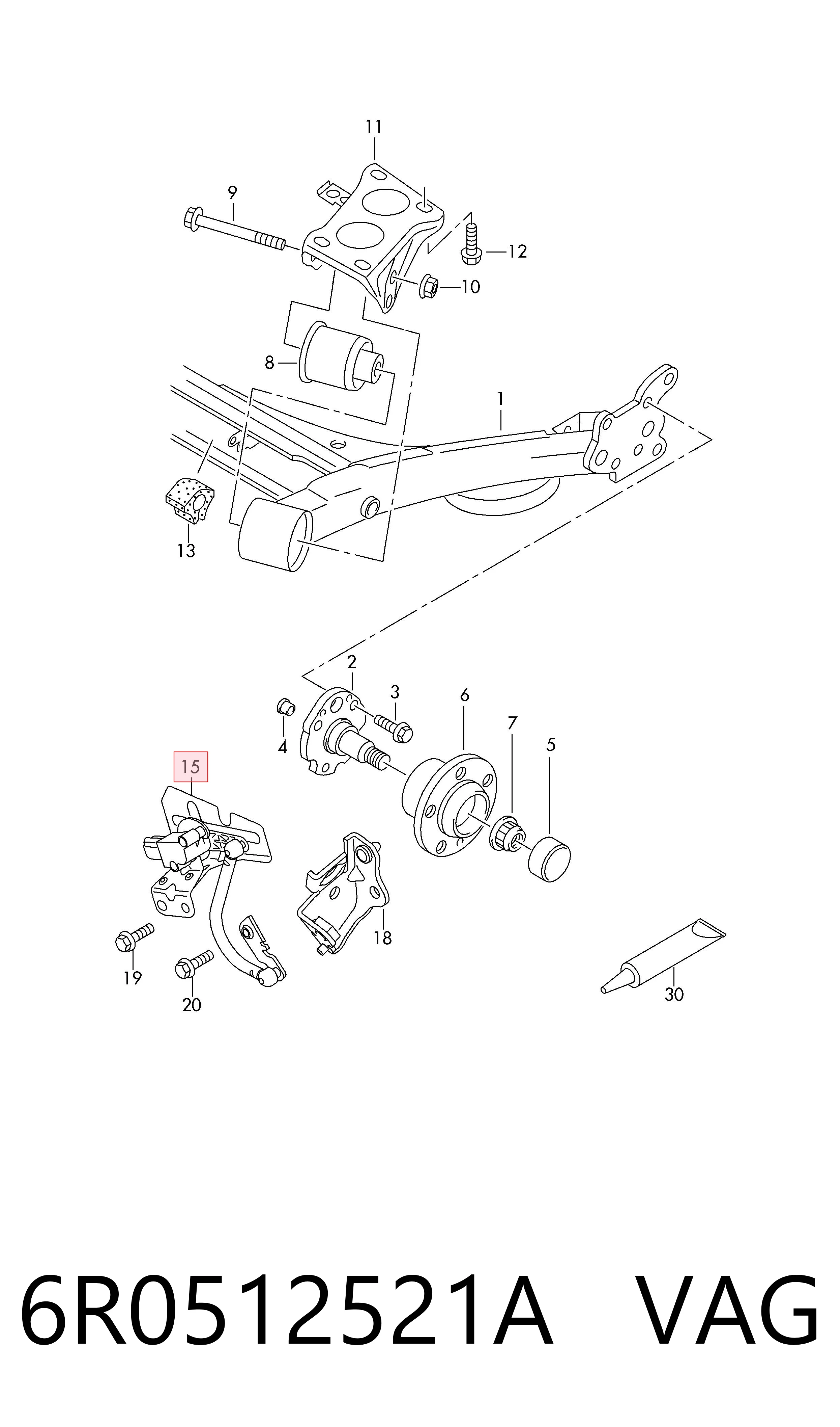 6R0512521A VAG Sensor de nivel de carrocería delantero izquierdo