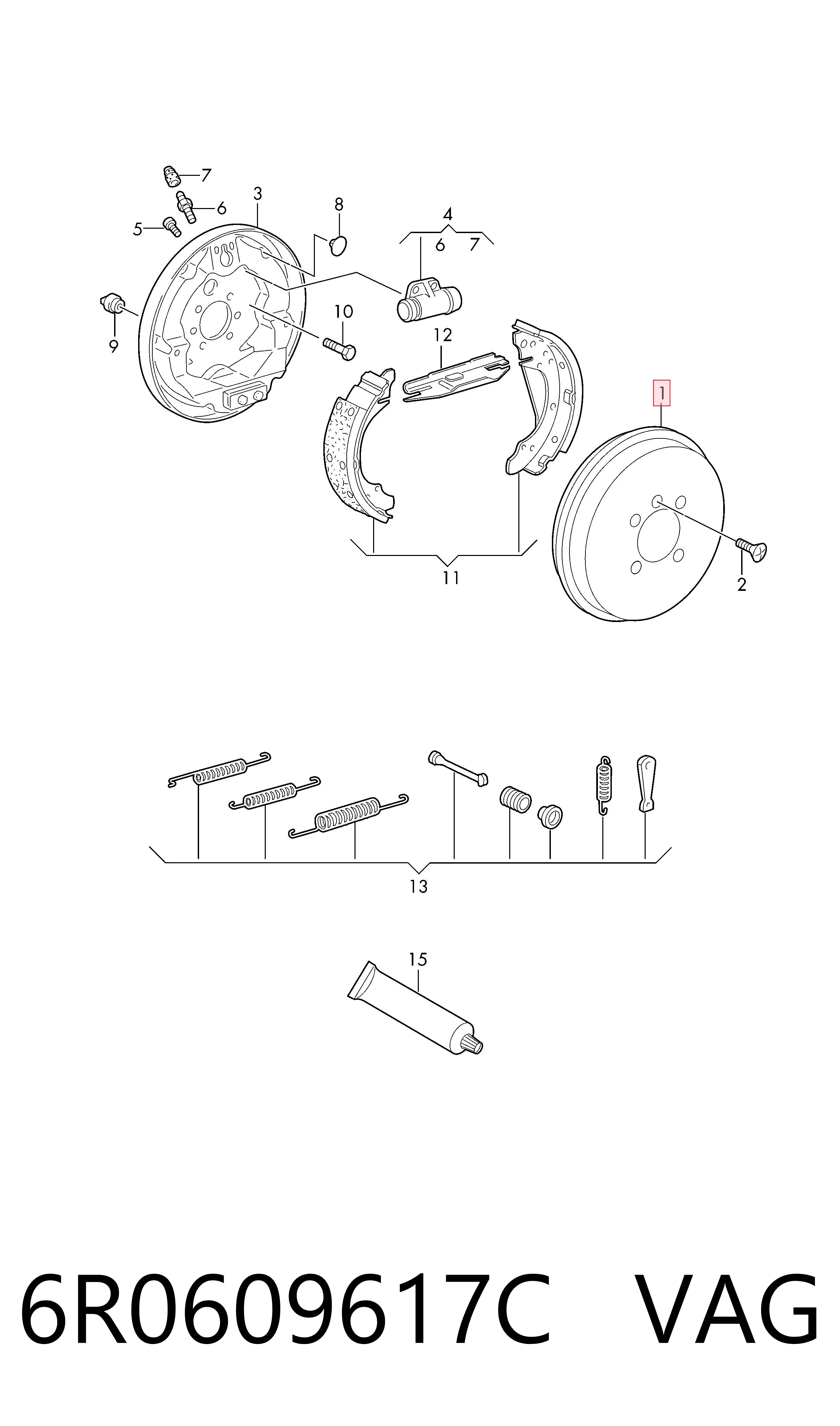 6R0609617C VAG Tambor de freno trasero