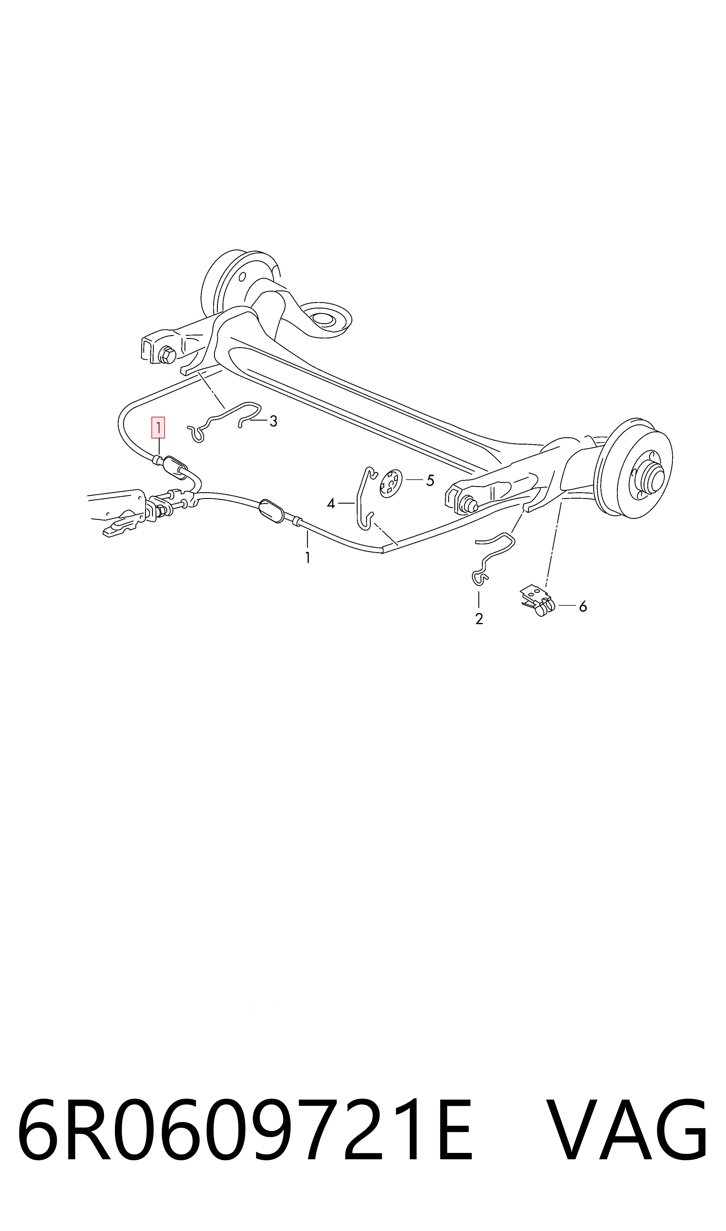 6R0609721E VAG Cable de freno de mano trasero derecho/izquierdo