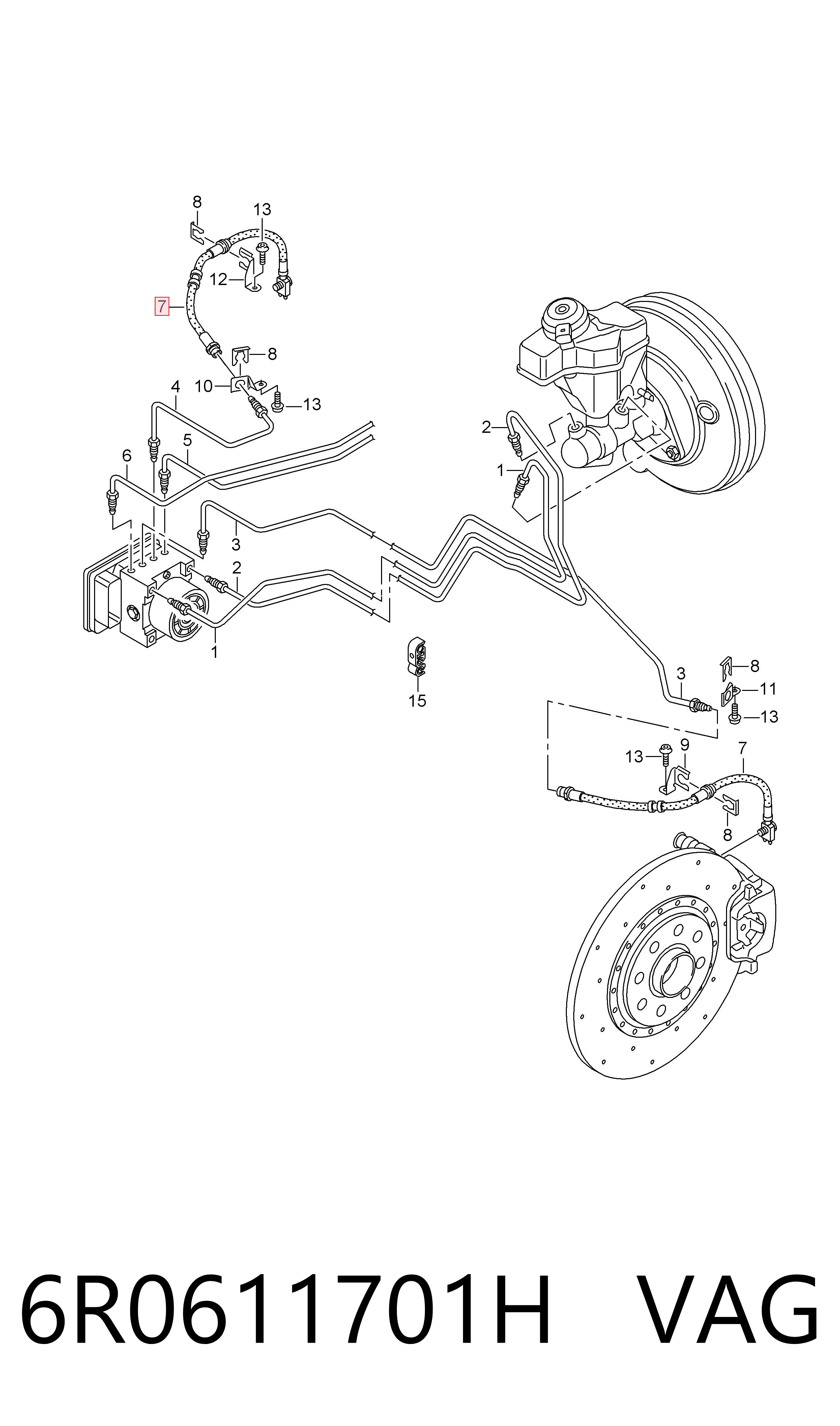 6R0611701H VAG Tubo de frenos delantero