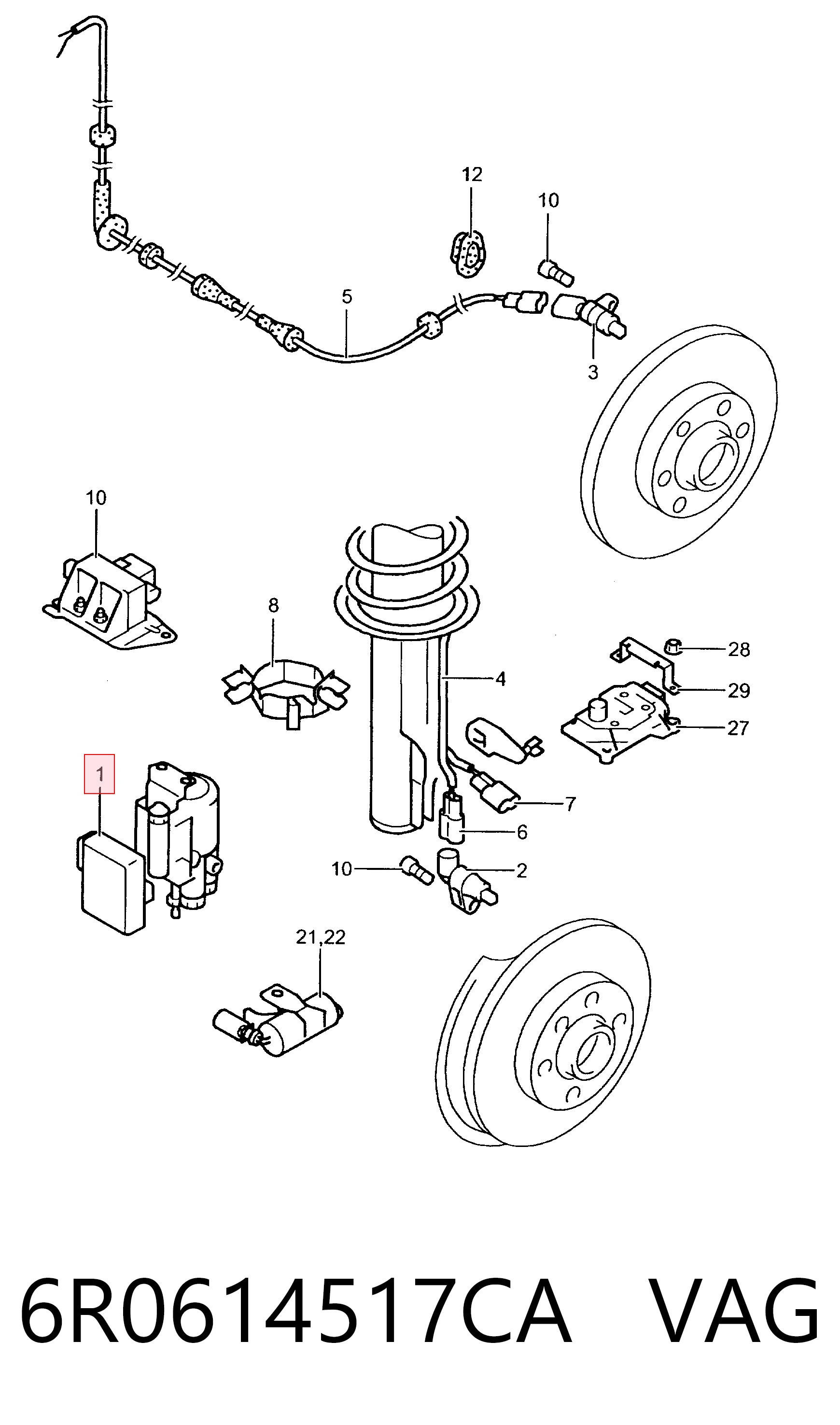 6R0614517CA VAG Unidad de control ABS hidráulico