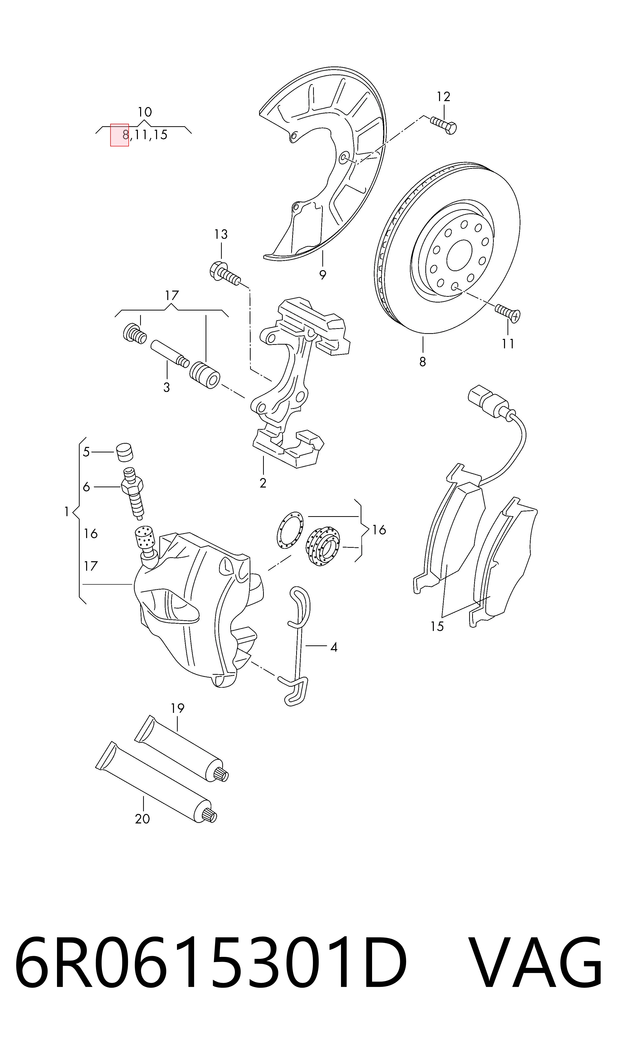 Comprar 6R0615301D VAG Freno de disco delantero