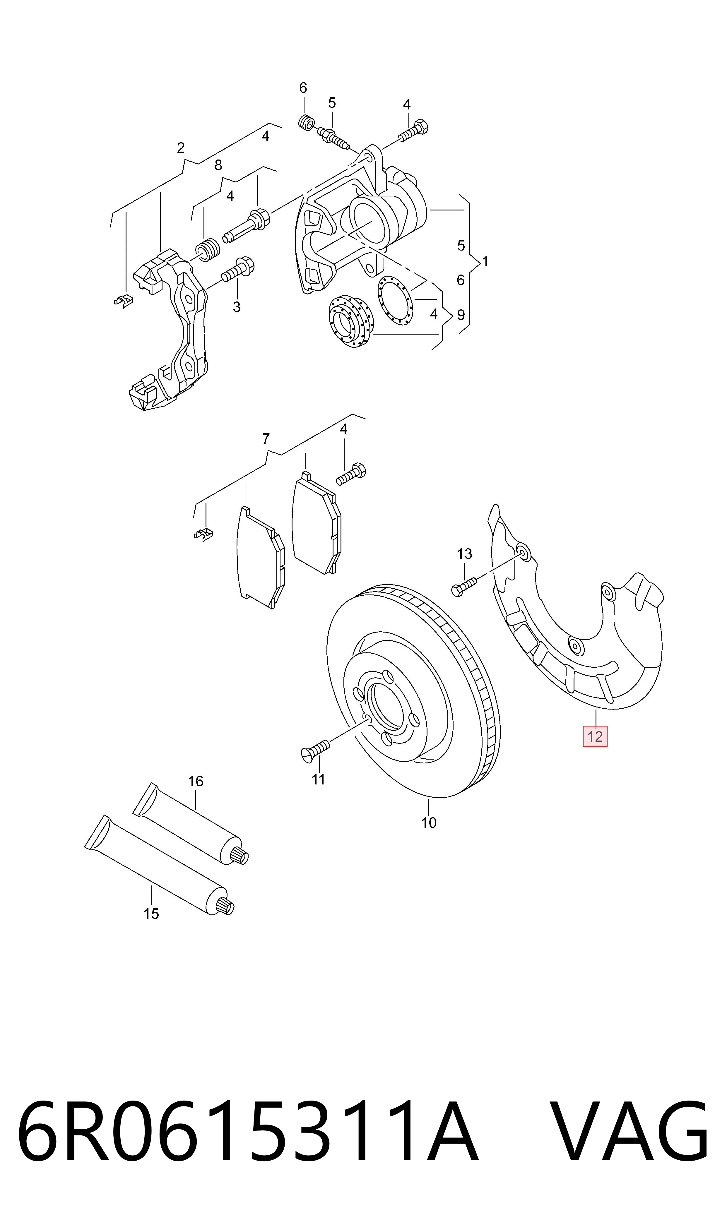 Comprar 6R0615311A VAG Protector del disco de freno delantero izquierdo