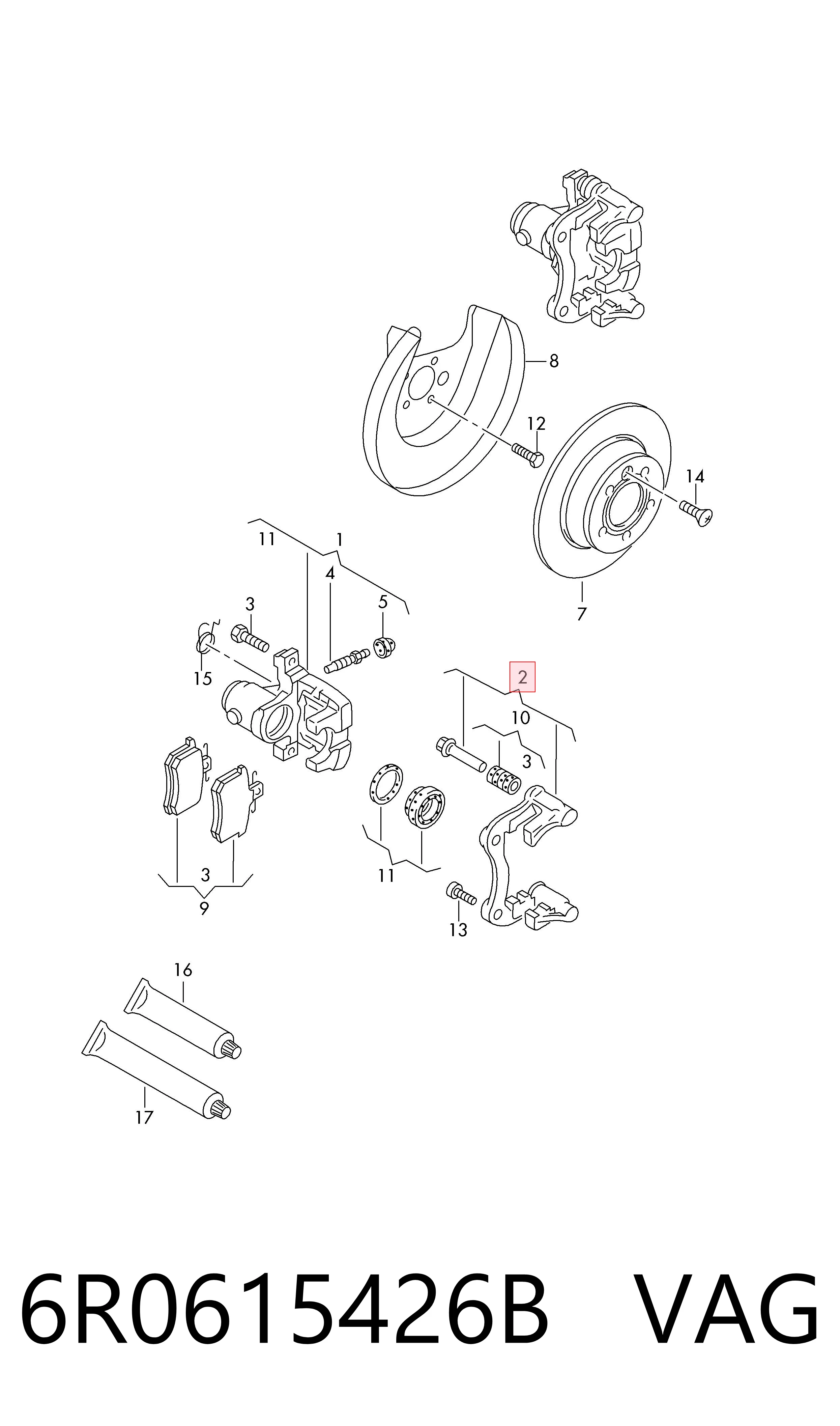 6R0615426B VAG Soporte de la pinza de freno trasera