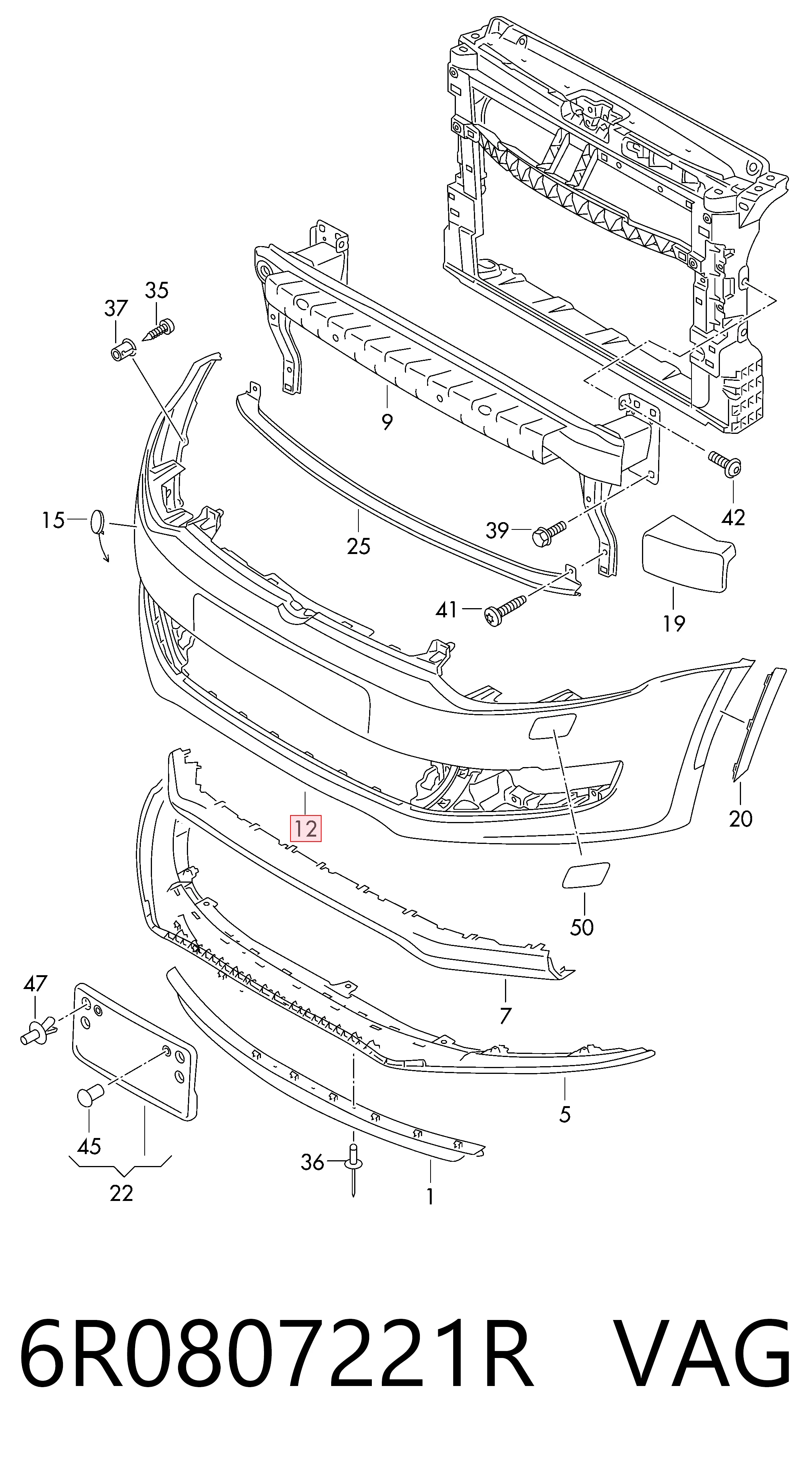 6R0807221R VAG Paragolpes delantero