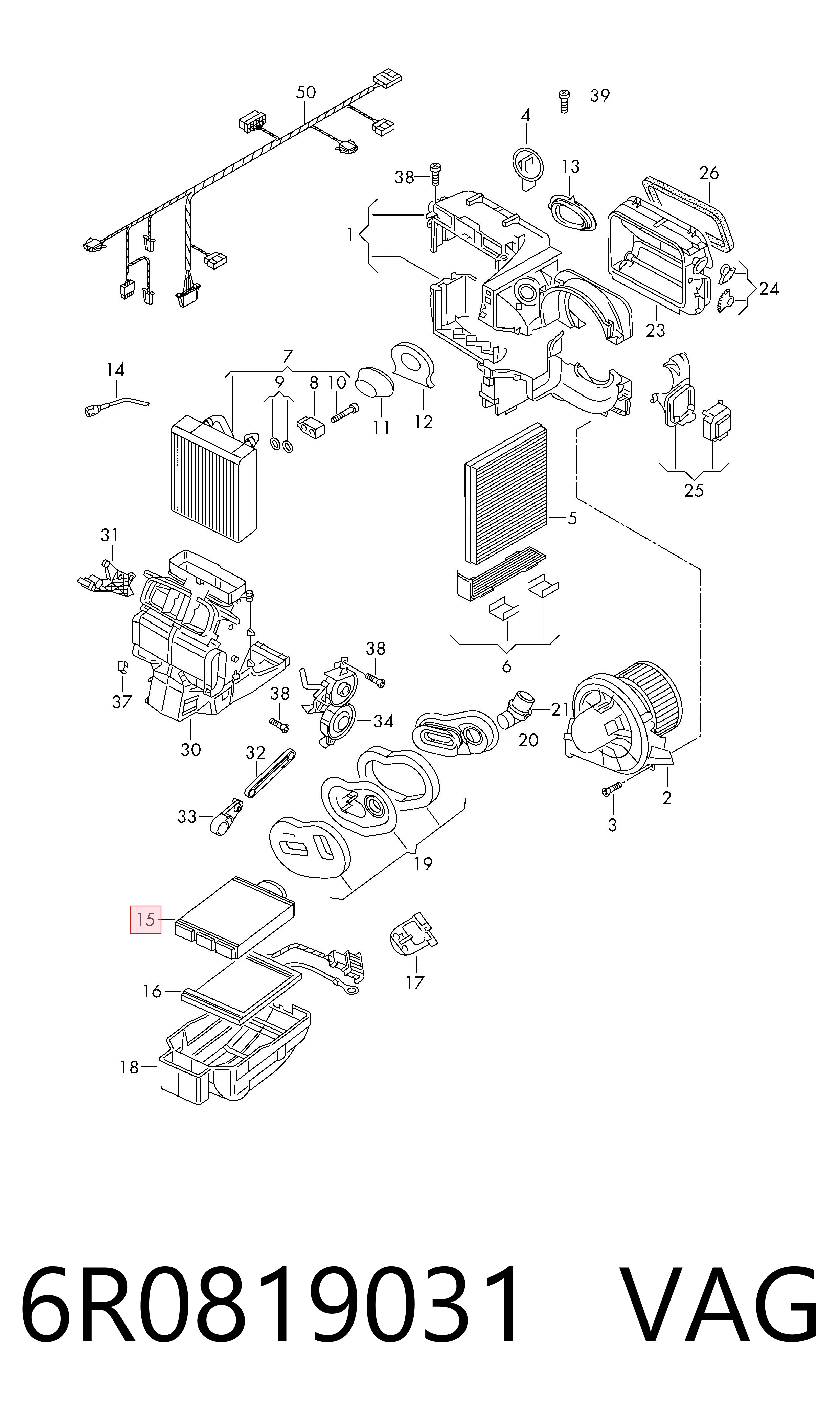 6R0819031 VAG Radiador interior
