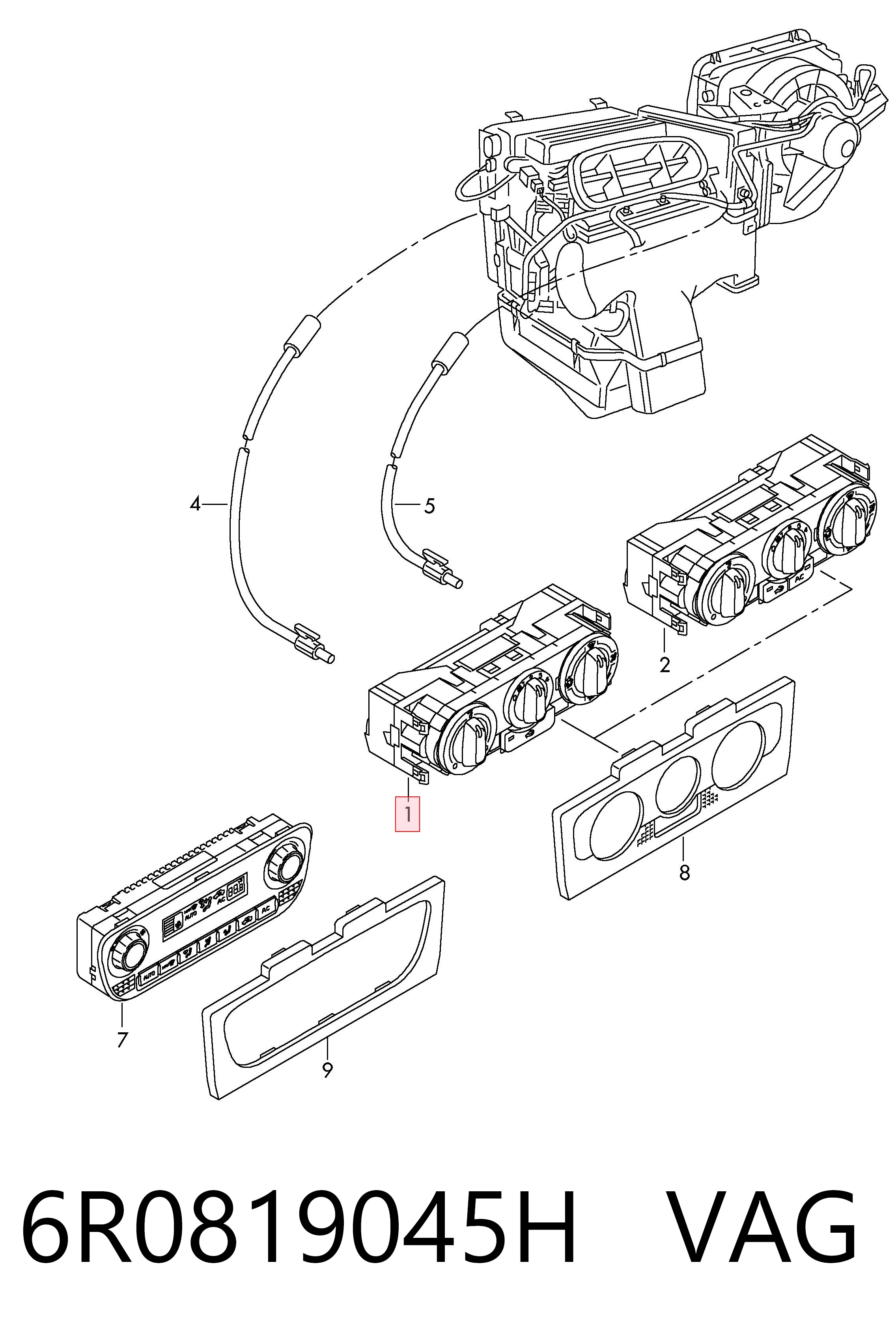 Elemento de control aire acondicionado Volkswagen Polo V (602, 604, 612, 614)