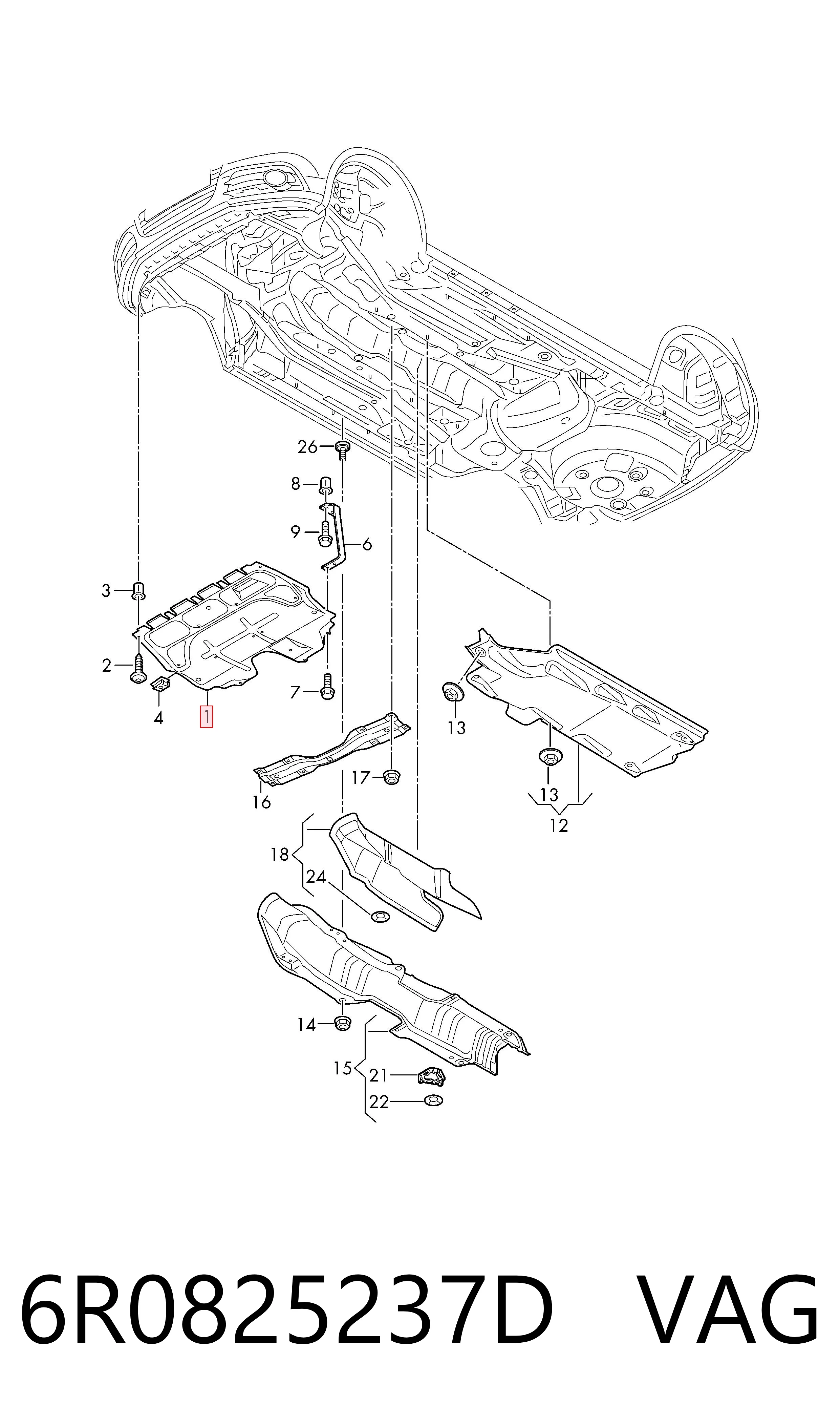 6R0825237D VAG Protector antiempotramiento del motor delantera