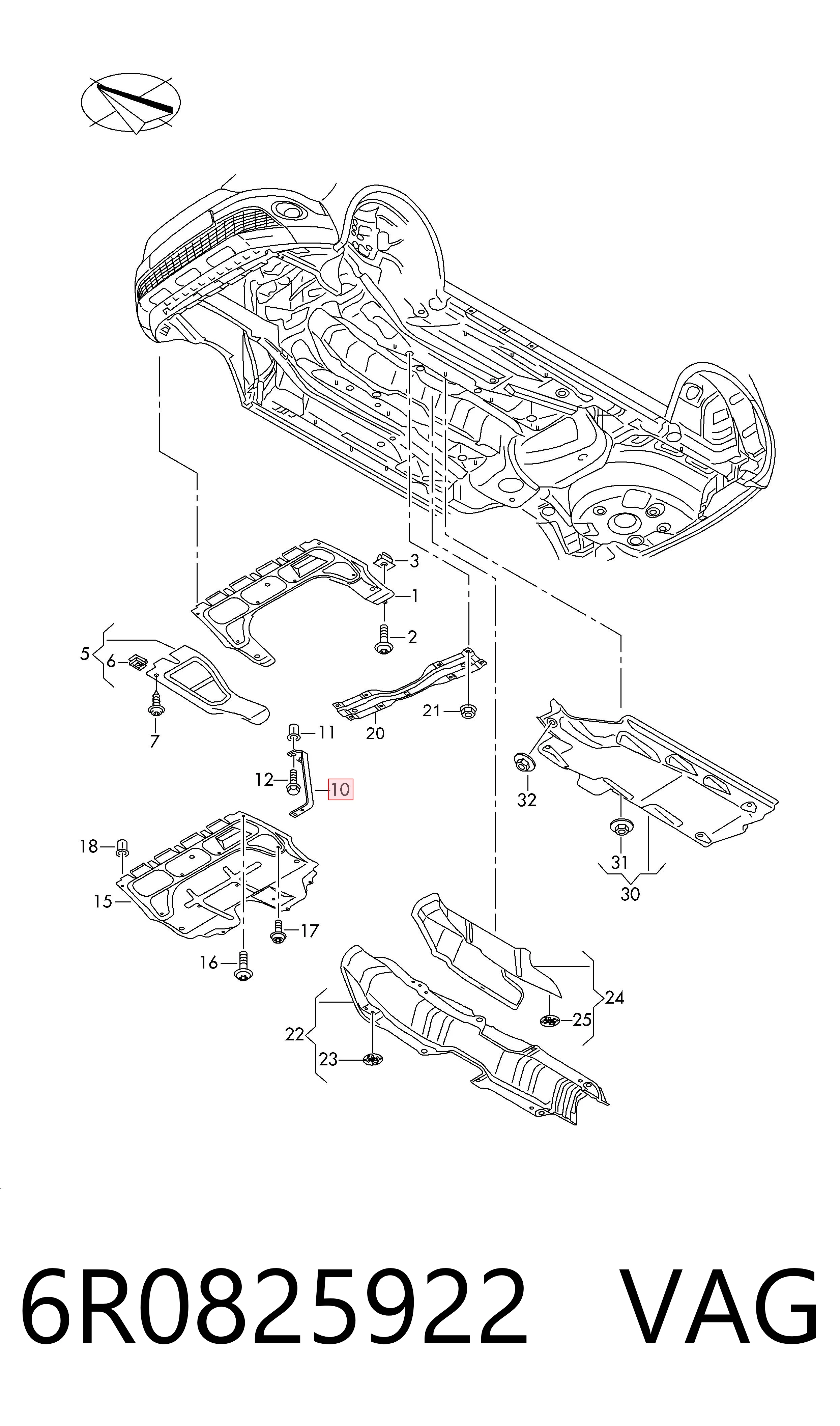 6R0825922 VAG Soporte de protección del motor