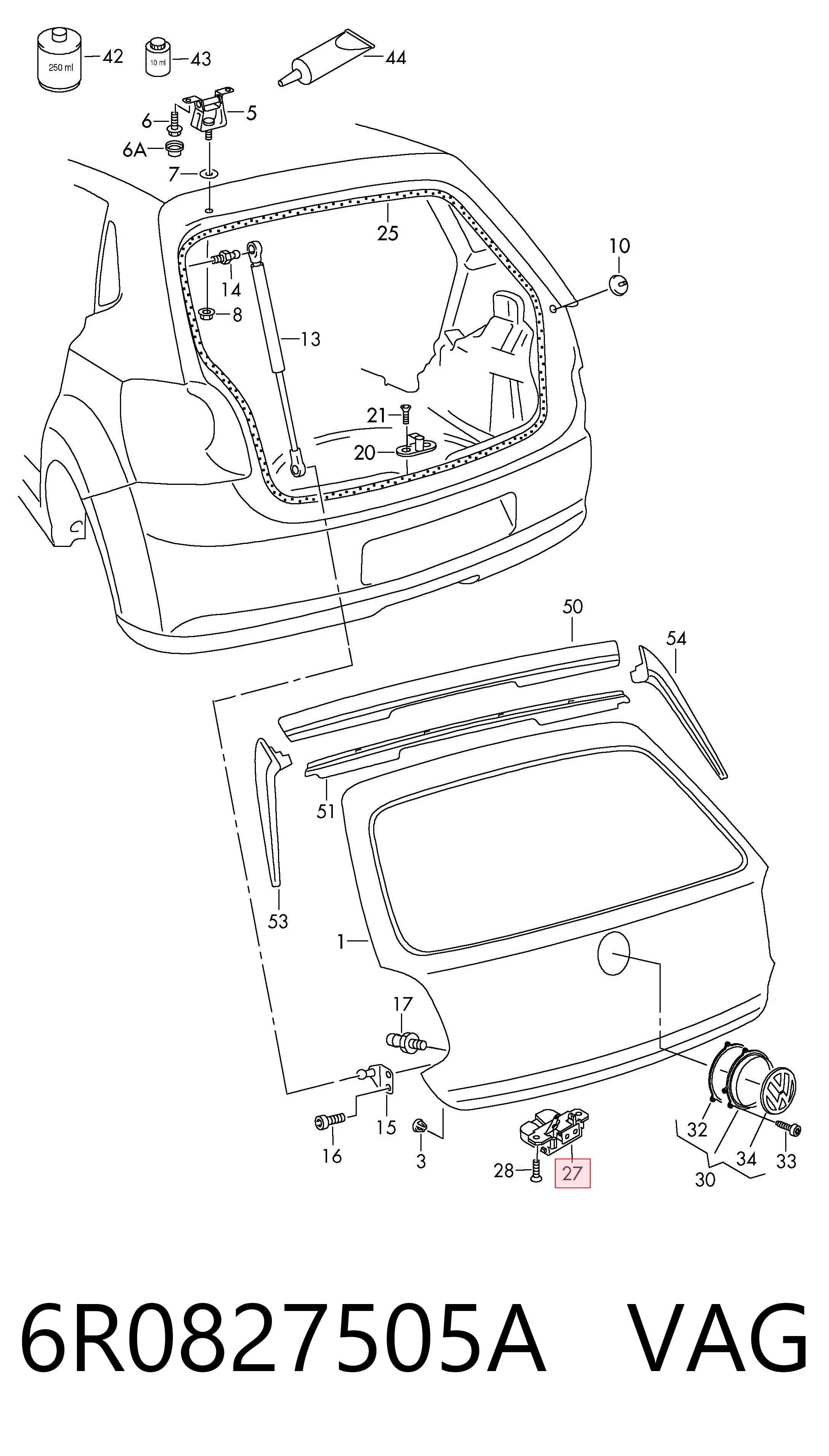 Cerradura de maletero para Volkswagen Polo 602, 604, 612, 614