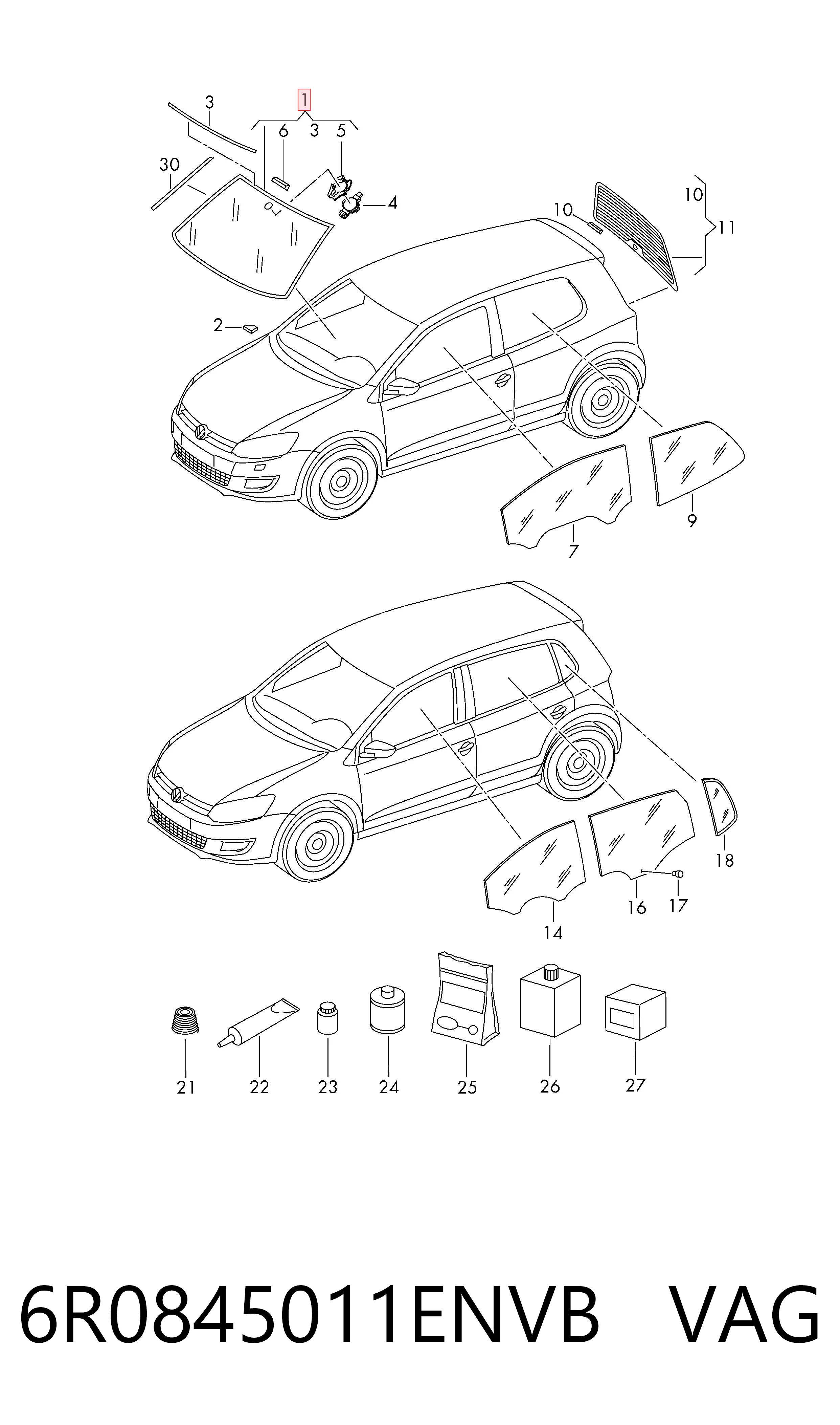 Cristal parabrisas Volkswagen Polo V hatchback (6R1, 6C1) (2009 - 2022) precio, desde 125,57 EUR