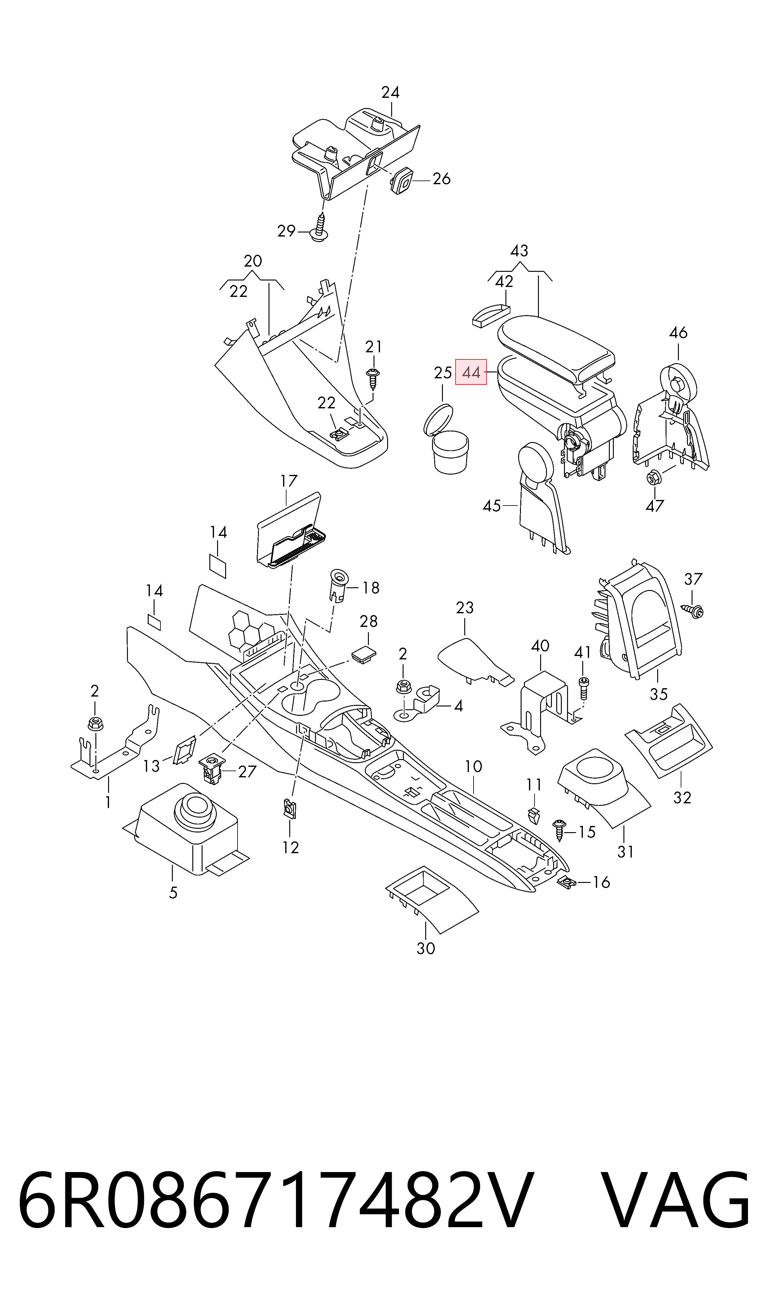 Comprar Apoyabrazos de la consola central Volkswagen Polo V 6R1, 6C1 a bajo precio