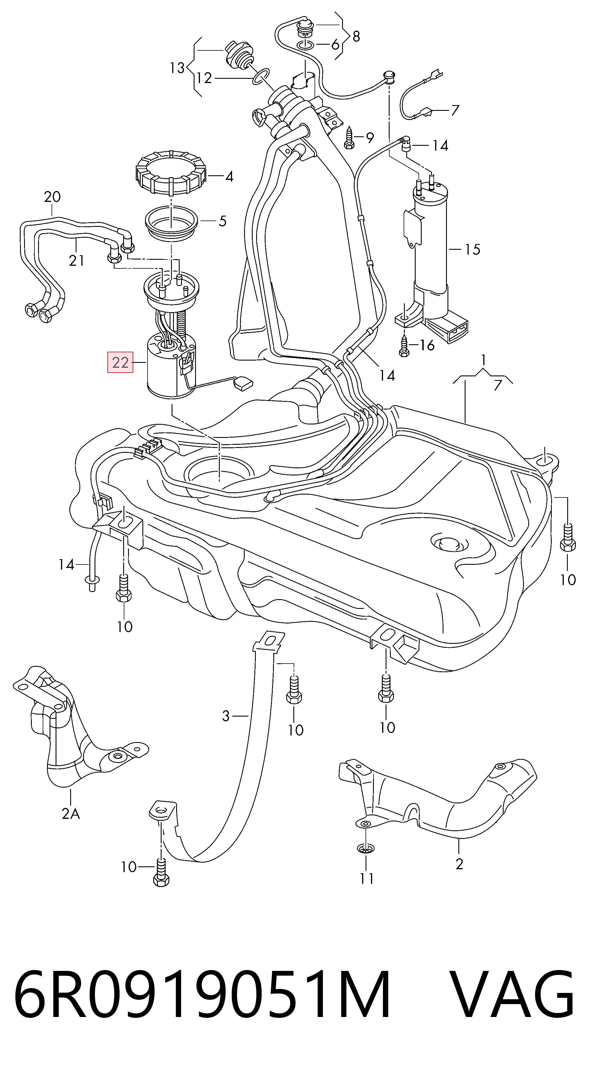 Bomba de combustible VAG 6R0919051M