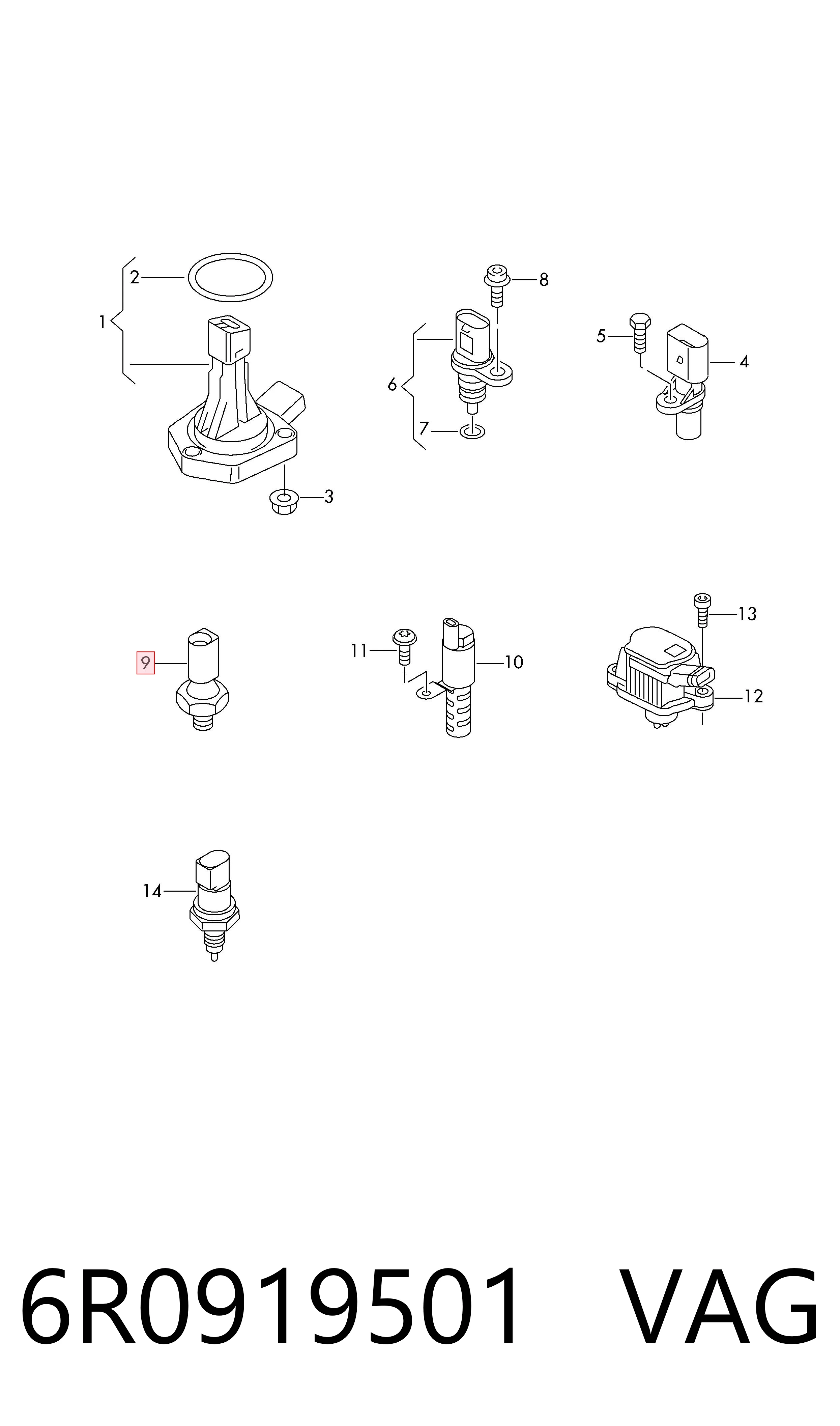6R0919501 VAG Sensor temperatura refrigerante