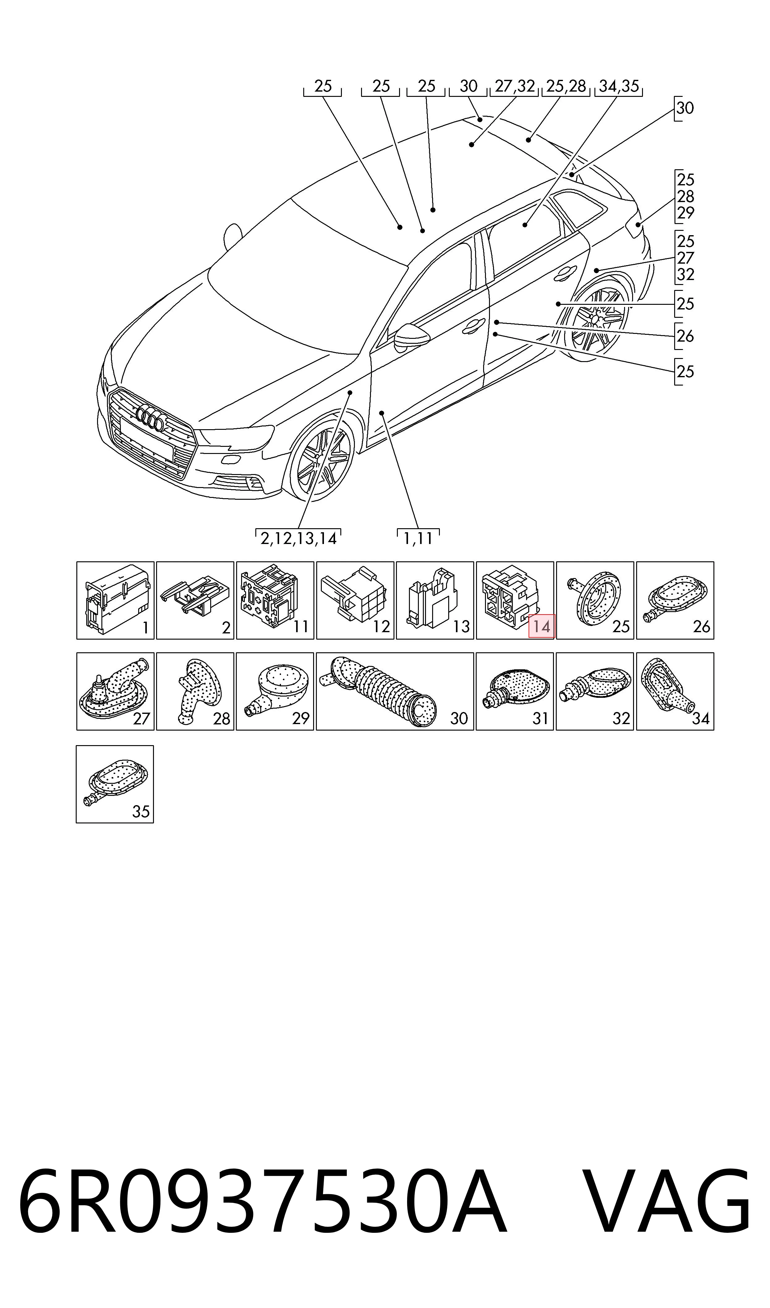 6R0937530A VAG Caja de relés y fusibles