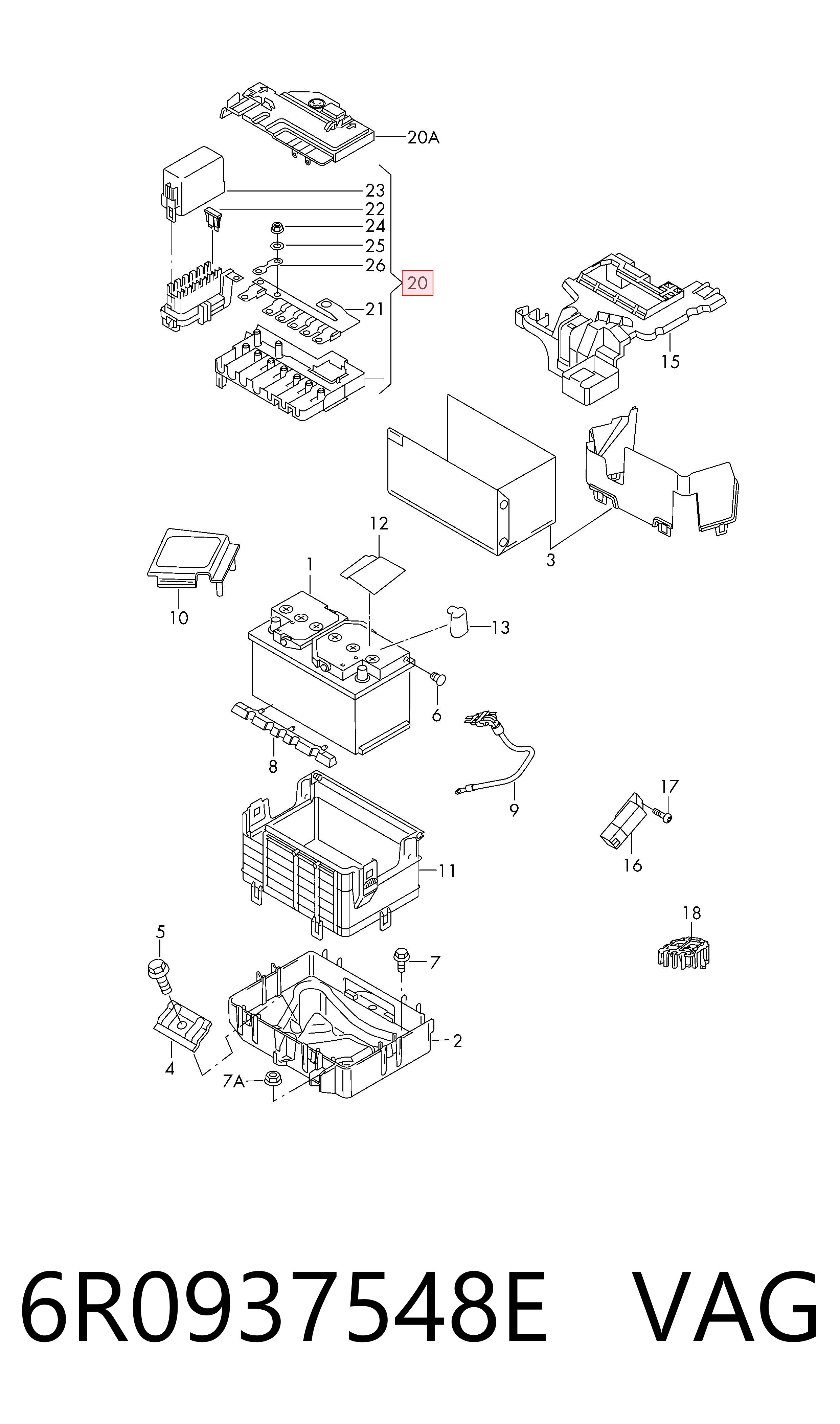 6R0937548E VAG Caja de relés y fusibles
