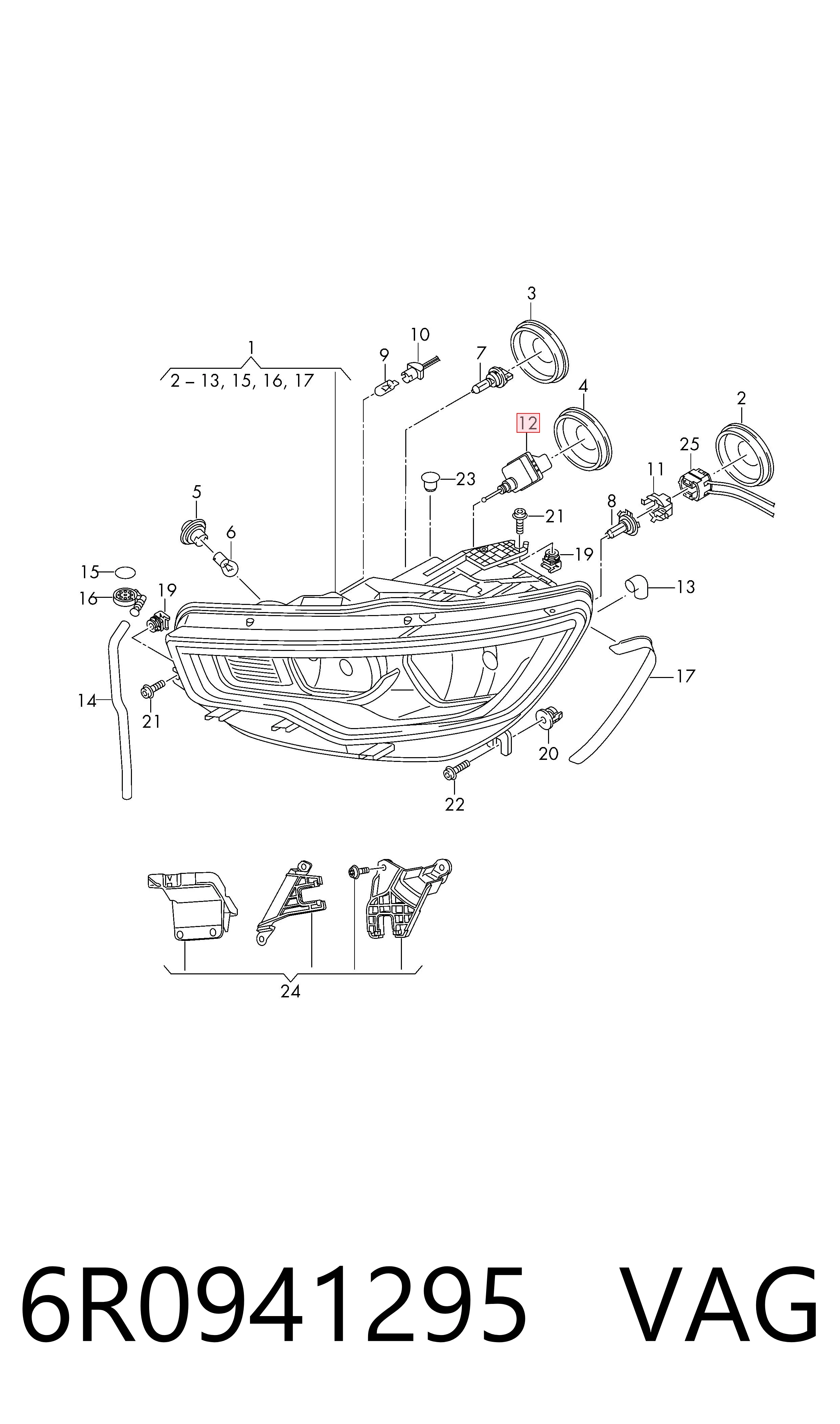 Elemento de regulación, regulación del alcance de faros  Volkswagen Touareg II (2010-2017)