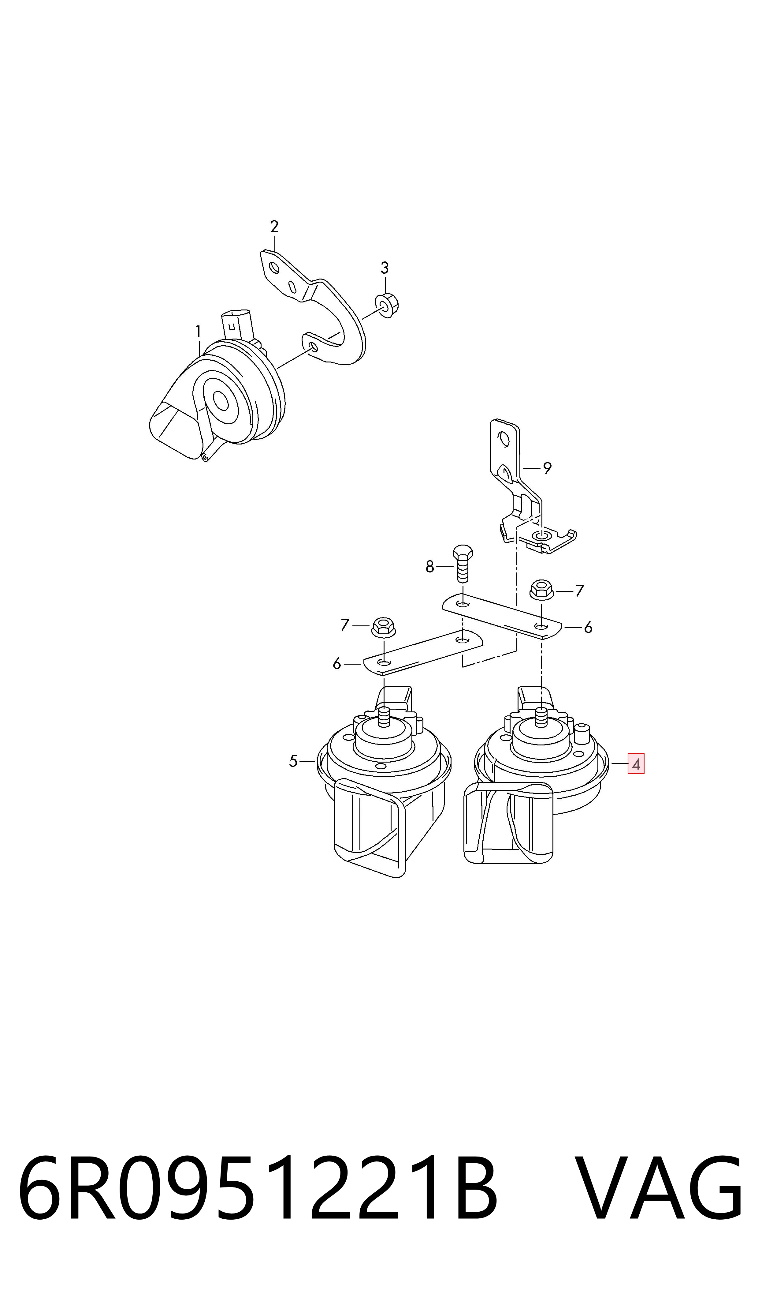 6R0951221B VAG Claxon