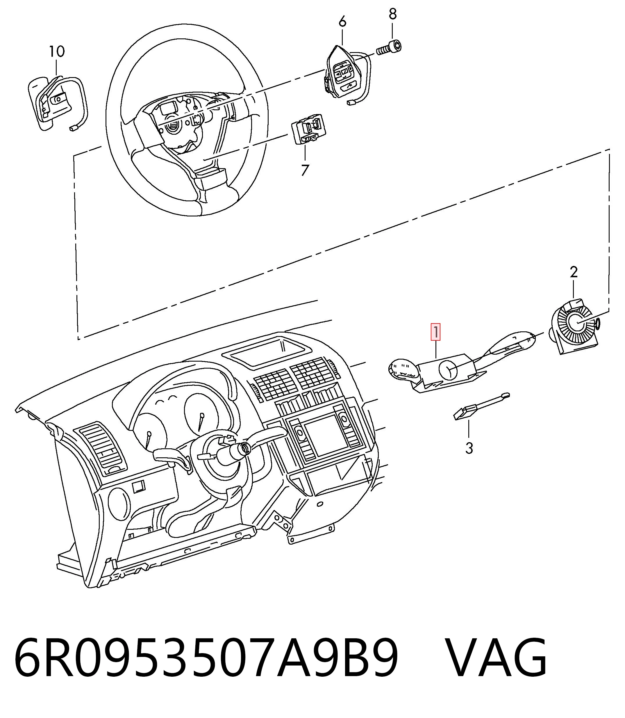 Interruptor de la columna de dirección completo VAG 6R0953507A9B9 precio, desde 135,86 EUR