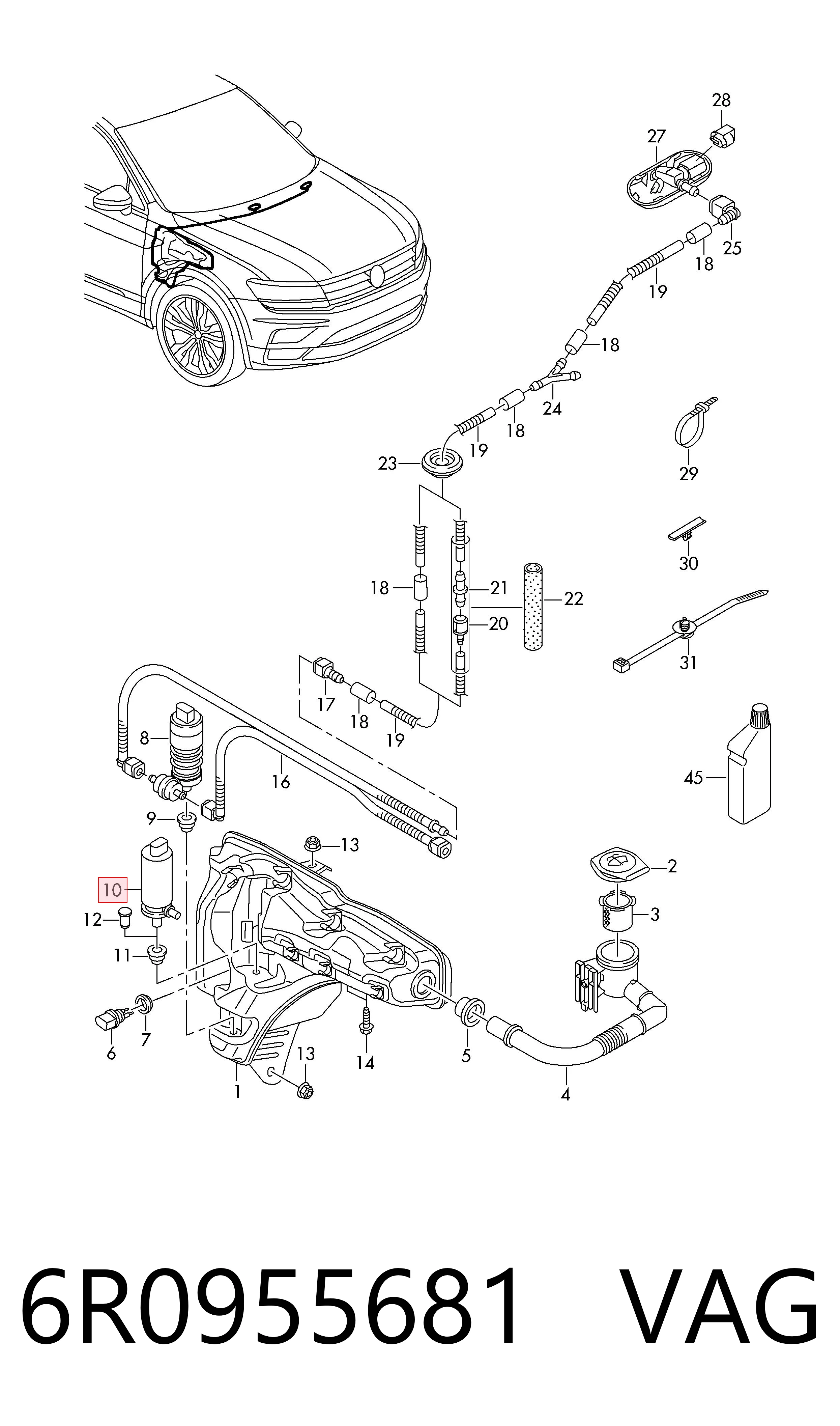6R0955681 VAG Bomba-motor de lavafaros