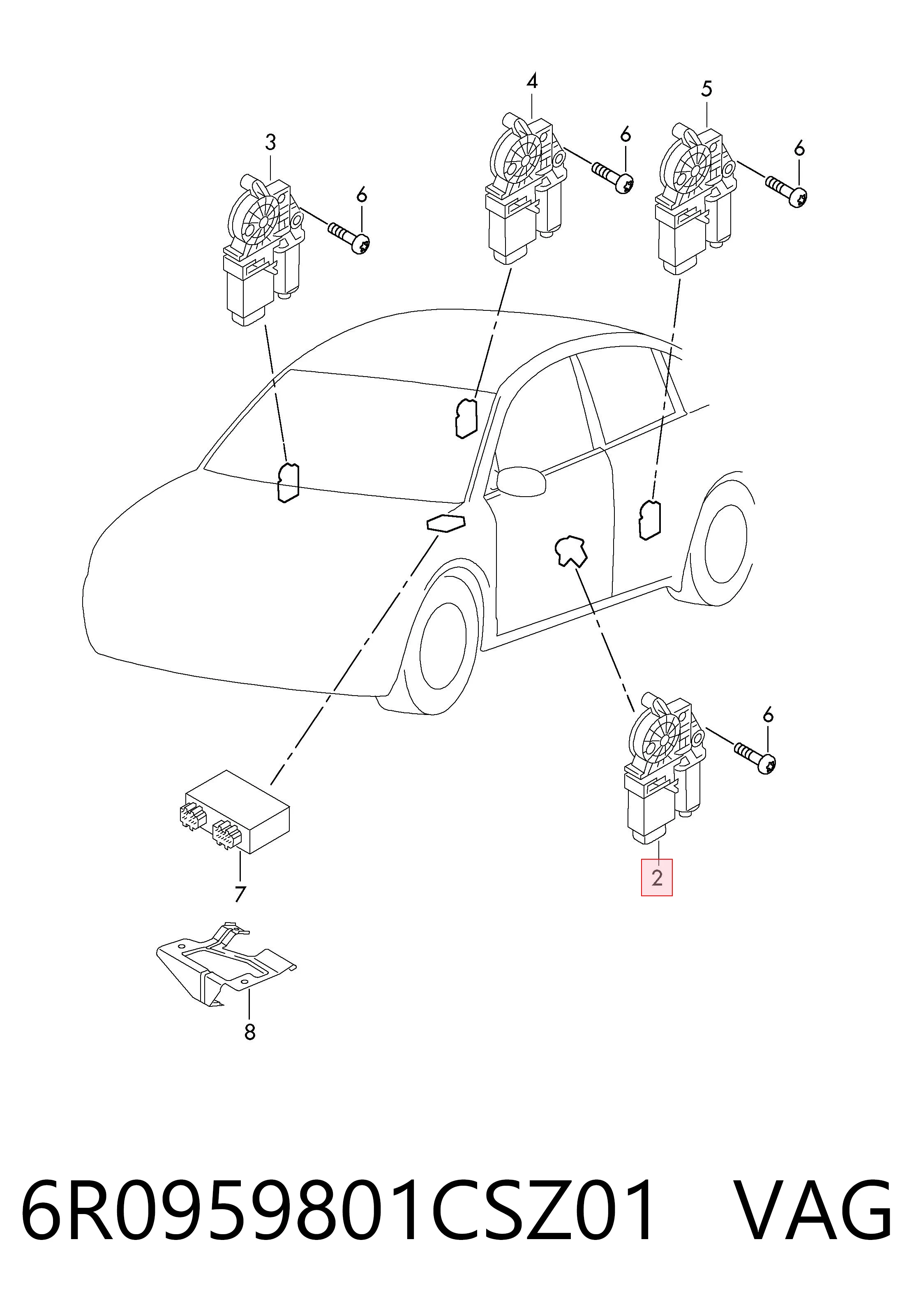 6R0959801CSZ01 VAG Motor elevalunas, puerta delantera izquierda