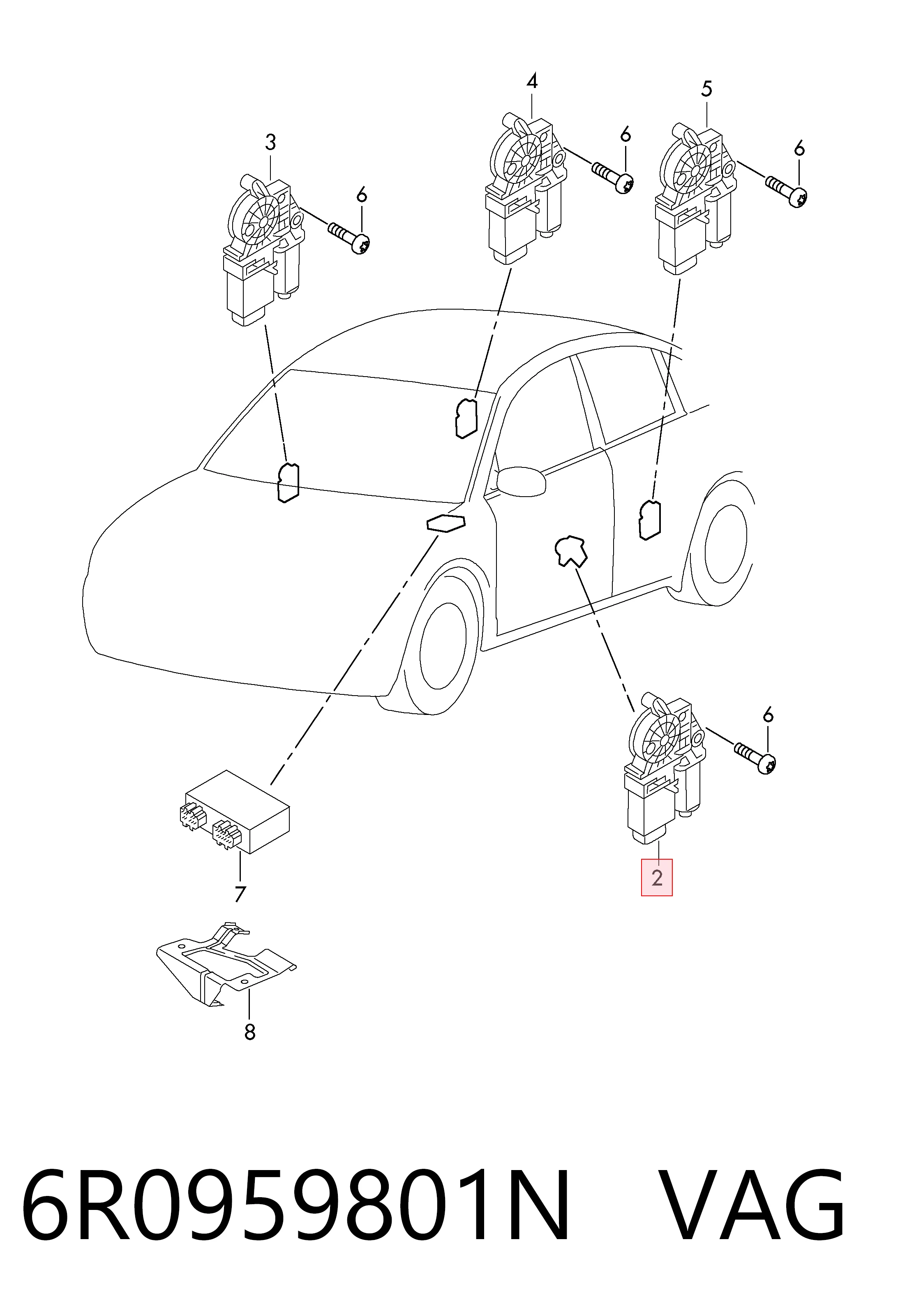 6R0959801N VAG Motor elevalunas, puerta delantera izquierda