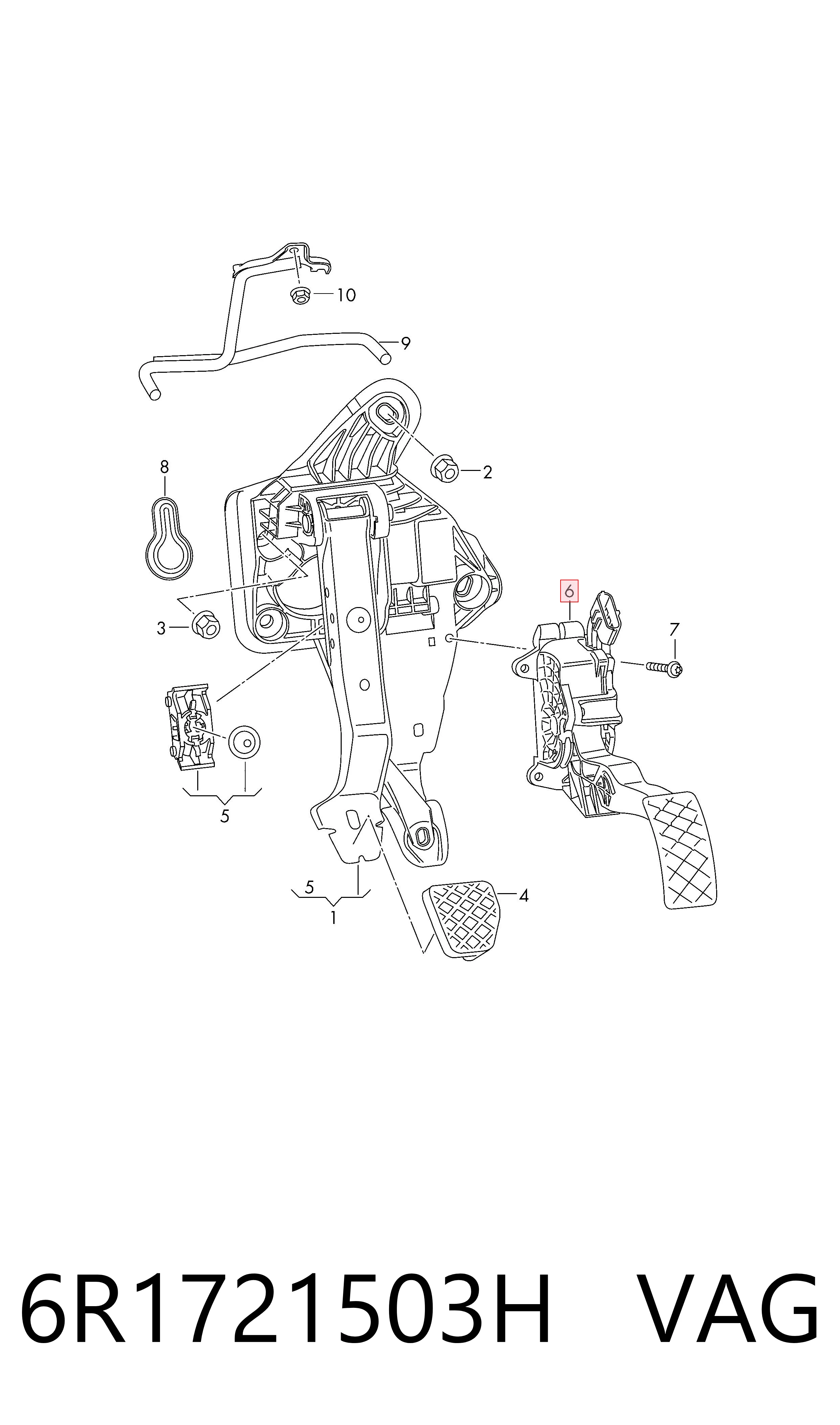 6R1721503H VAG Pedal de aceleracion