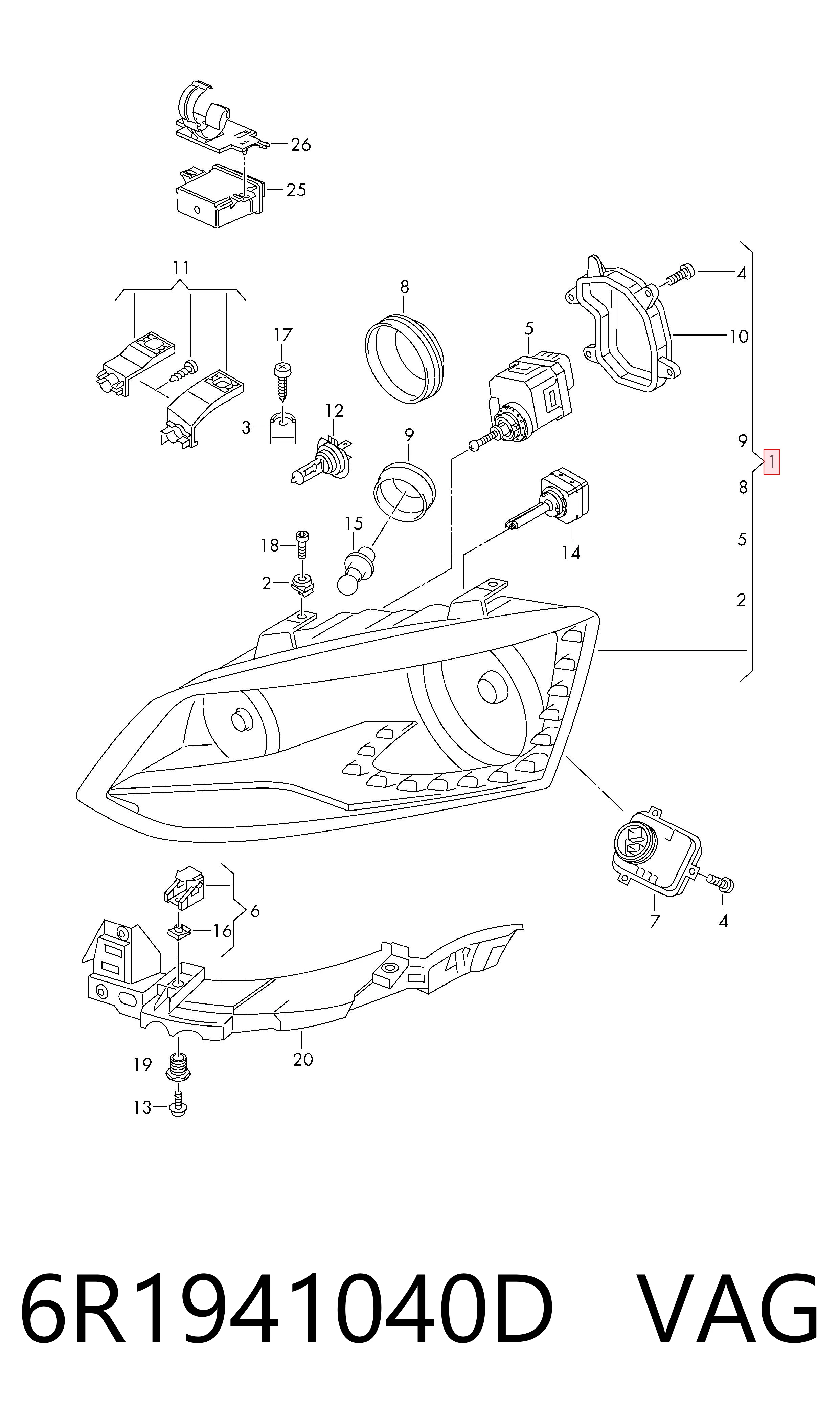 6R1941040D VAG Luz derecha