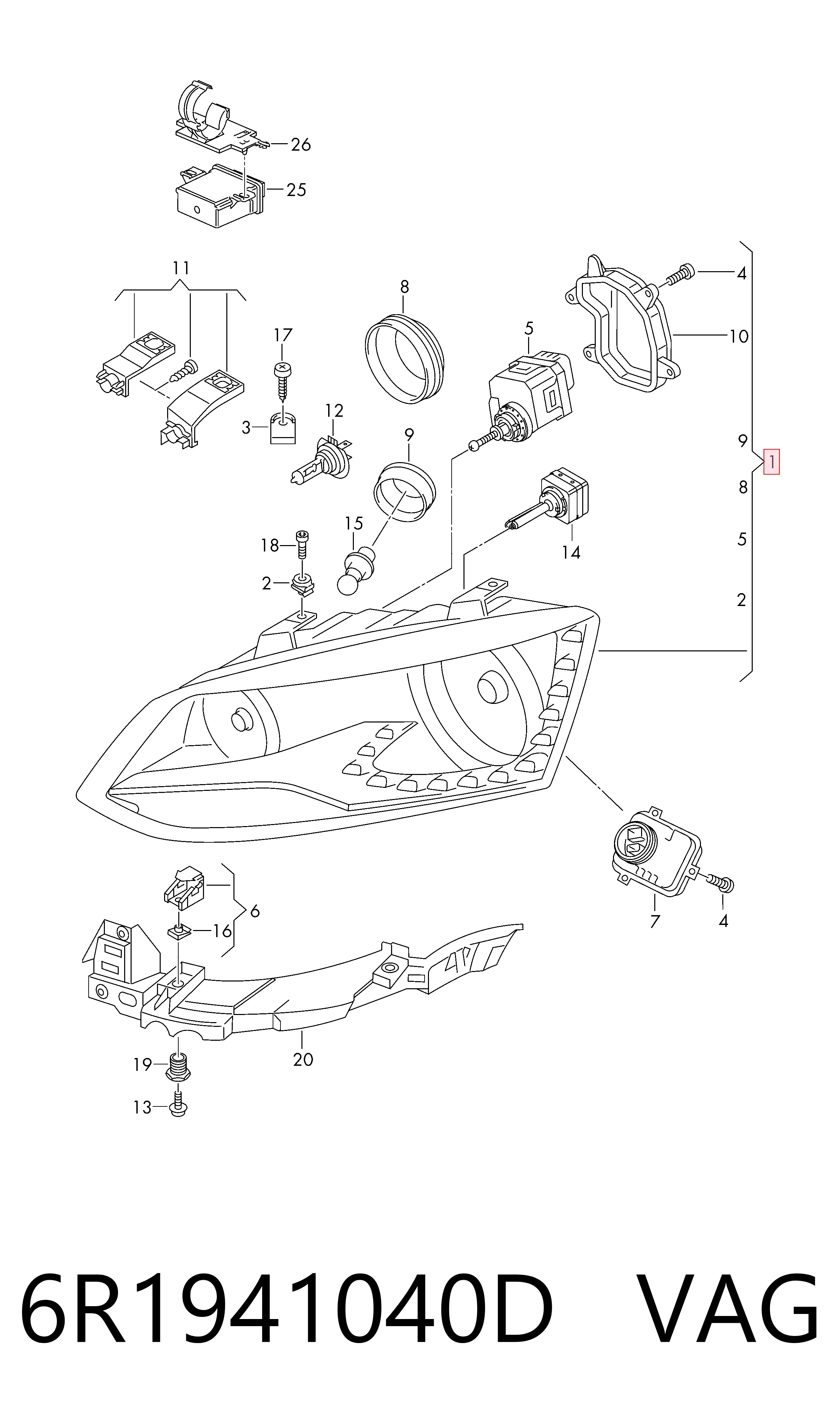Faro derecho VAG 6R1941040D precio, desde 237,53 EUR