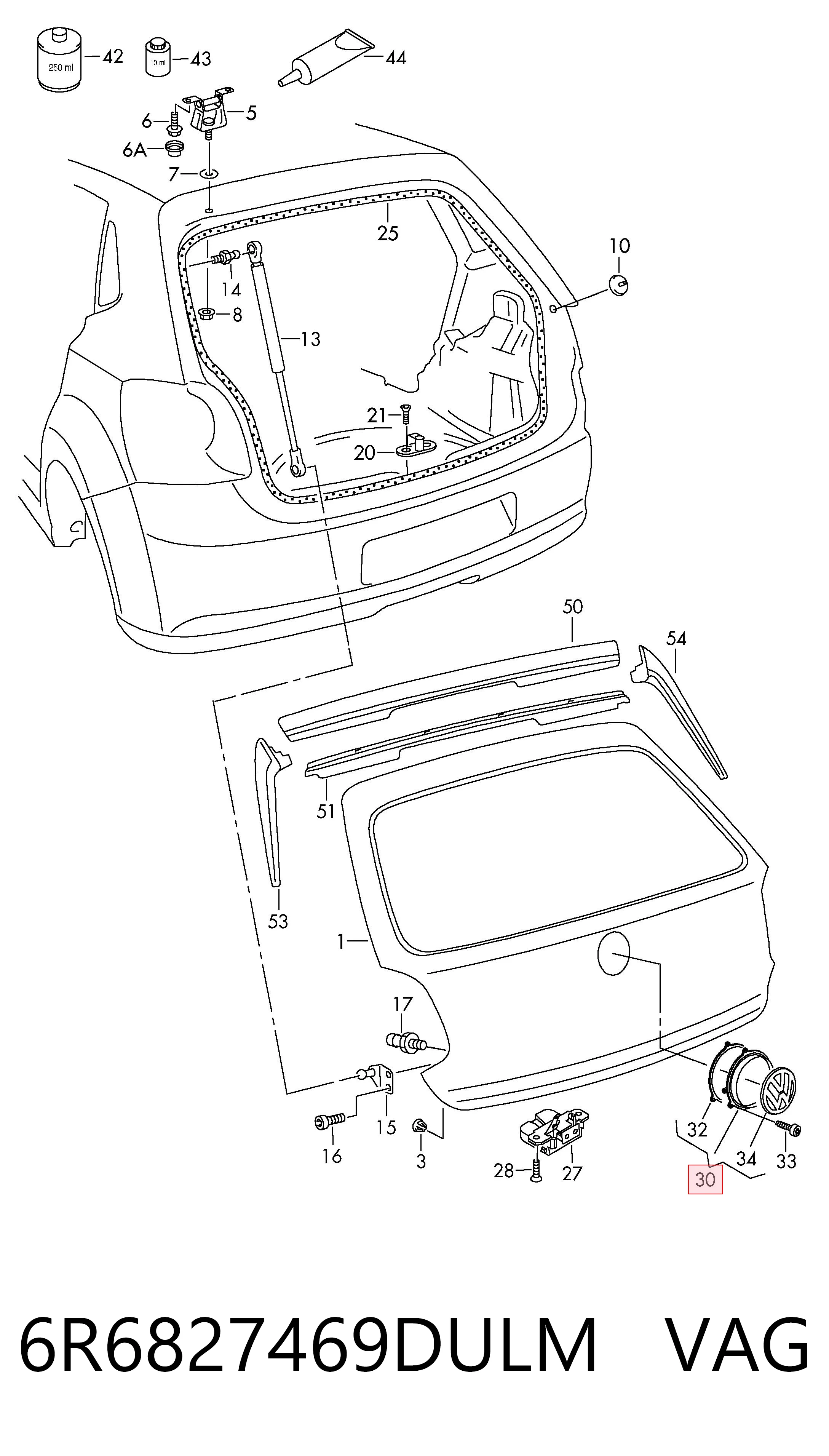 6R6827469DULM VAG Tirador de maletero exterior