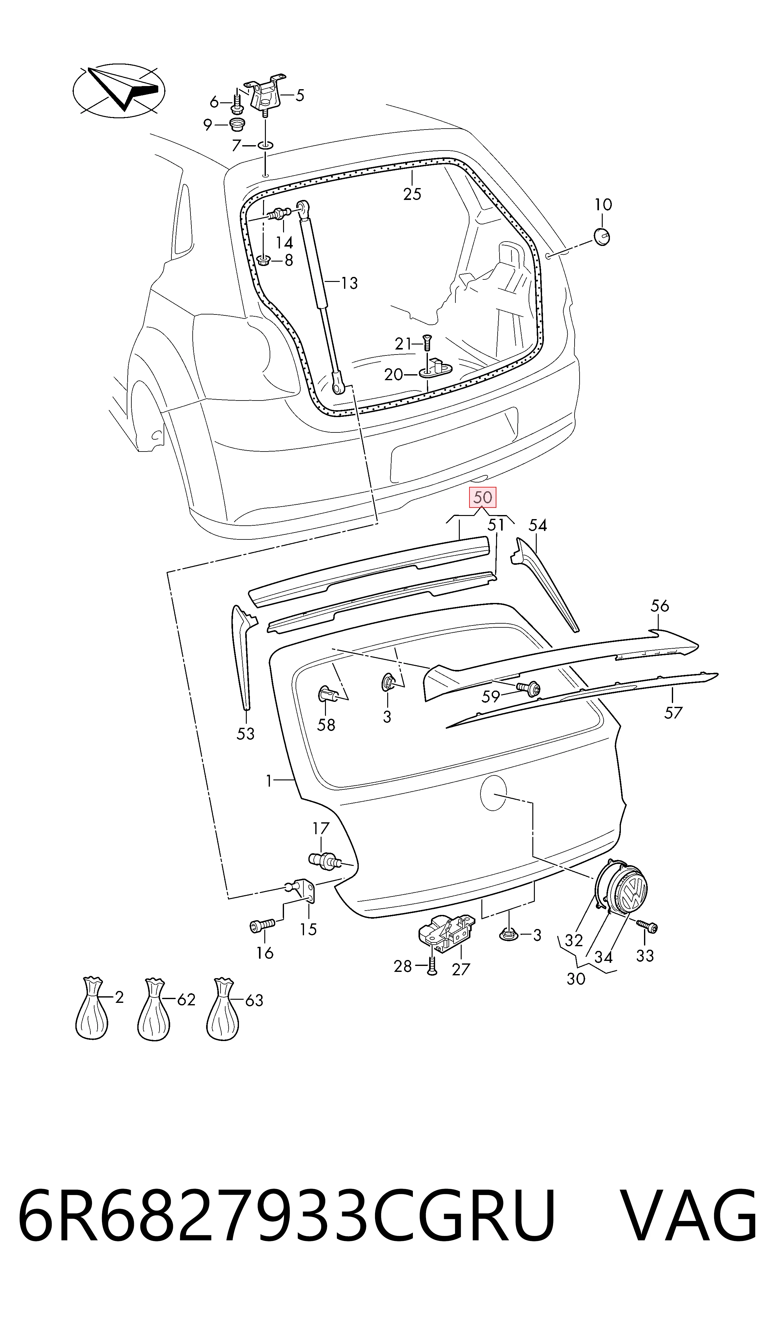 Spoiler de la puerta del maletero VAG 6R6827933CGRU precio, desde 490,72 EUR