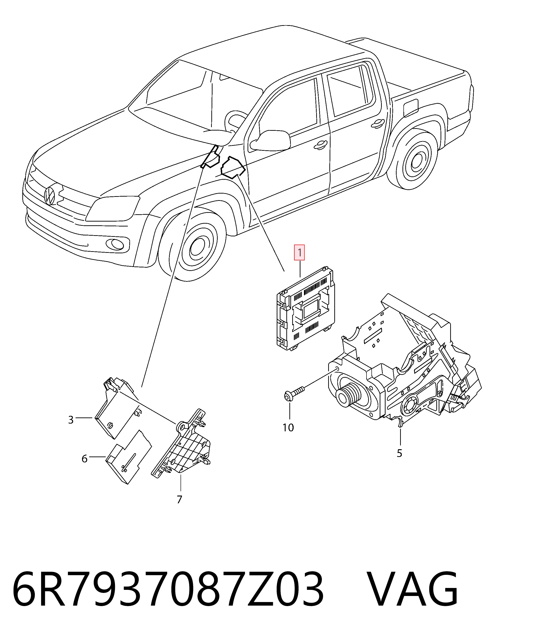 Módulo de confort para Volkswagen AMAROK 2HA, 2HB, S1B, S6B, S7A, S7B