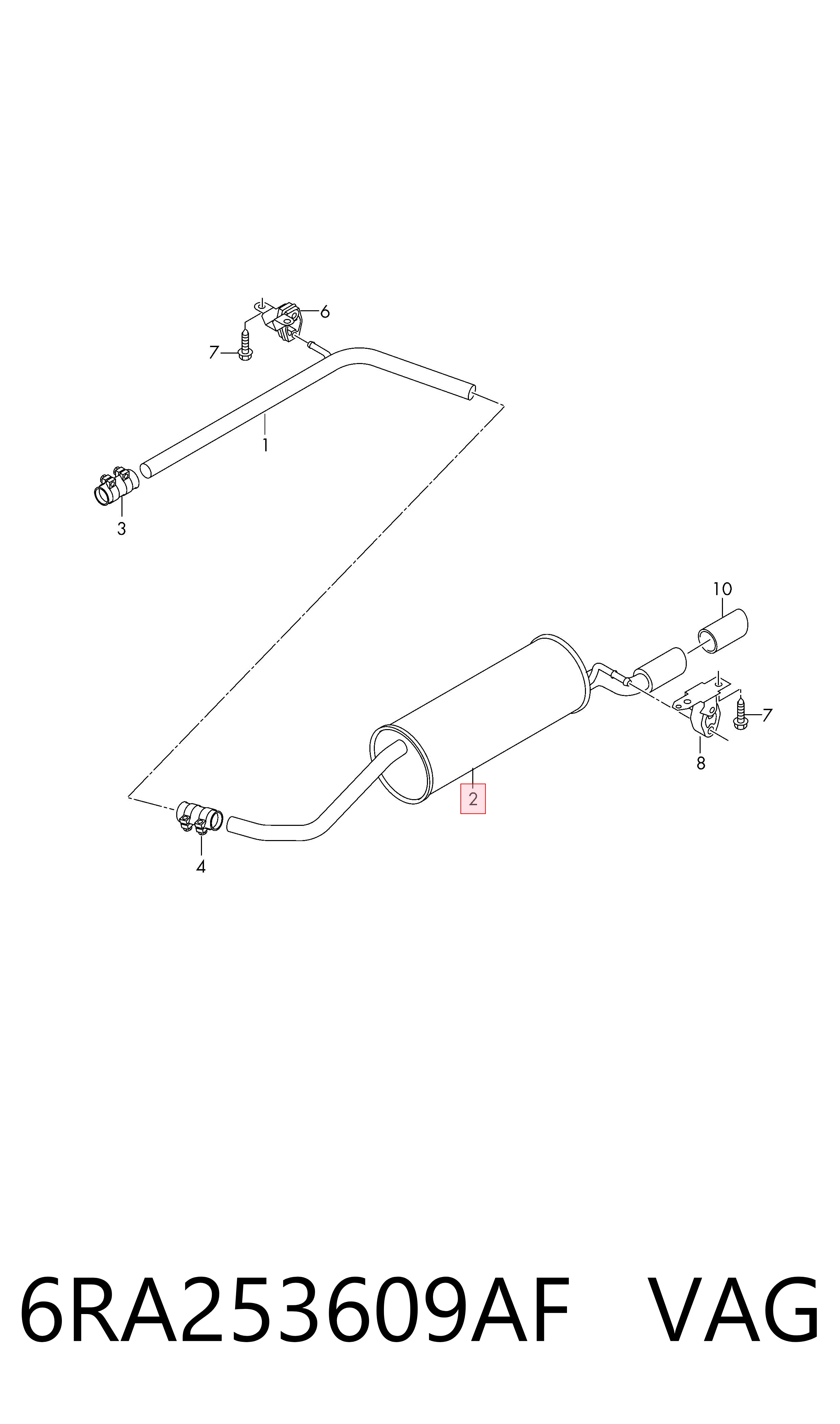 6RA253609AF VAG Silenciador trasero