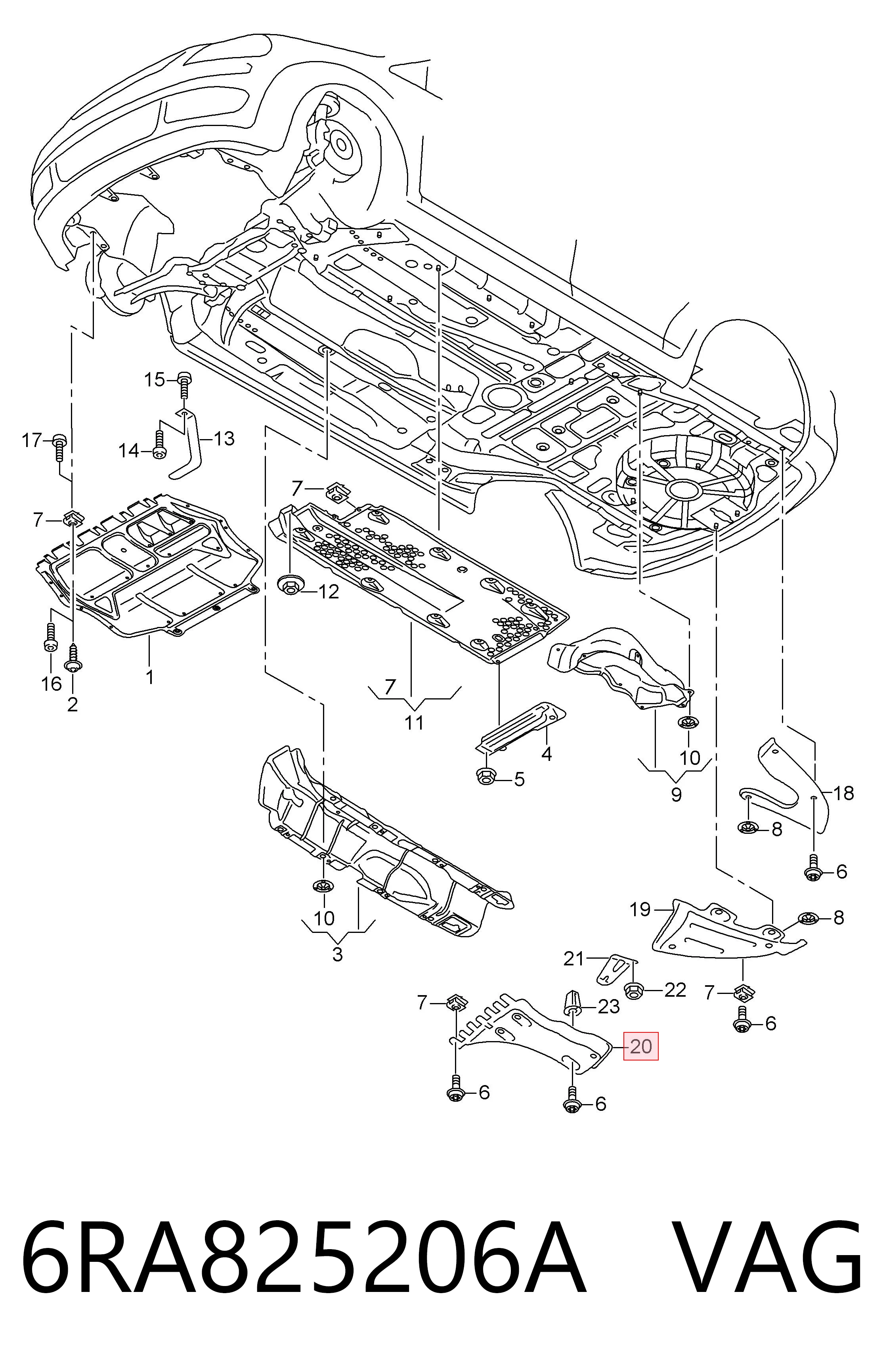 6RA825206A VAG Protección inferior trasera izquierda
