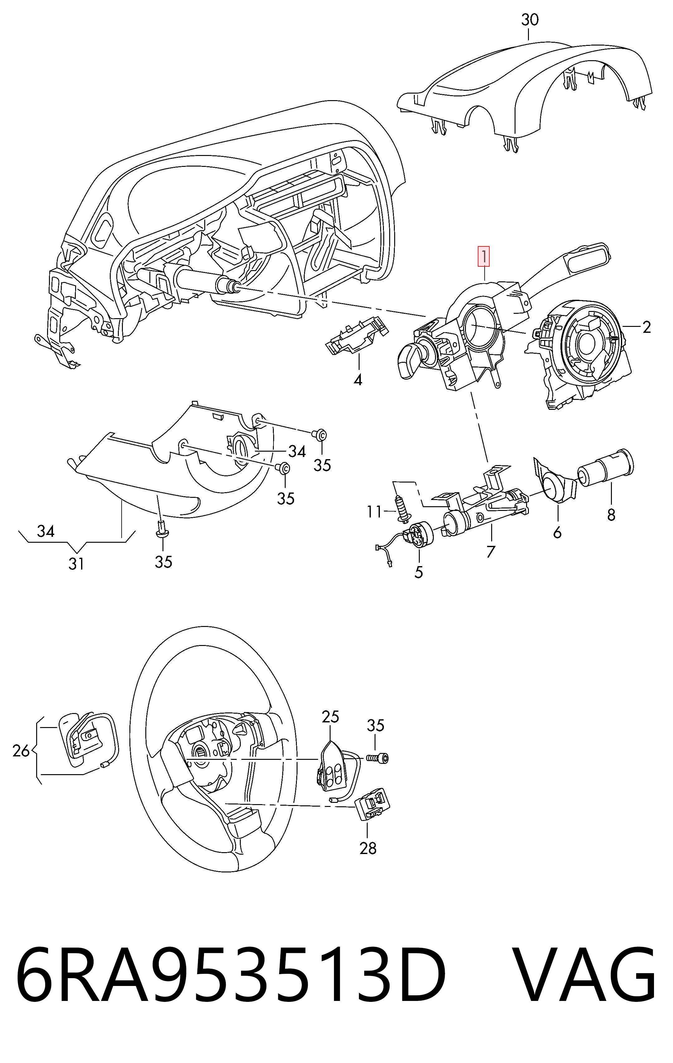 6RA953513D VAG Mando bajo volante