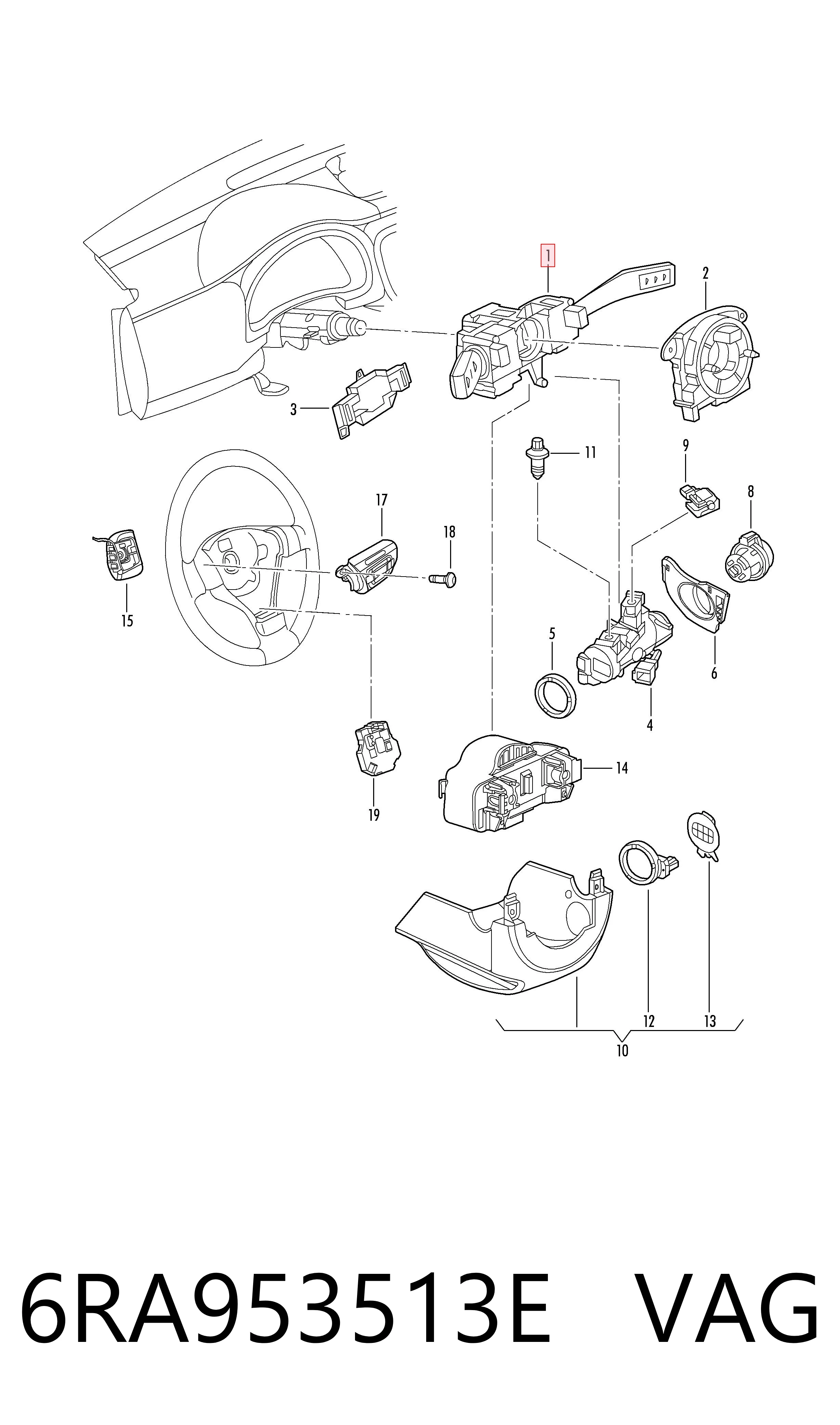 6RA953513E VAG Mando bajo volante