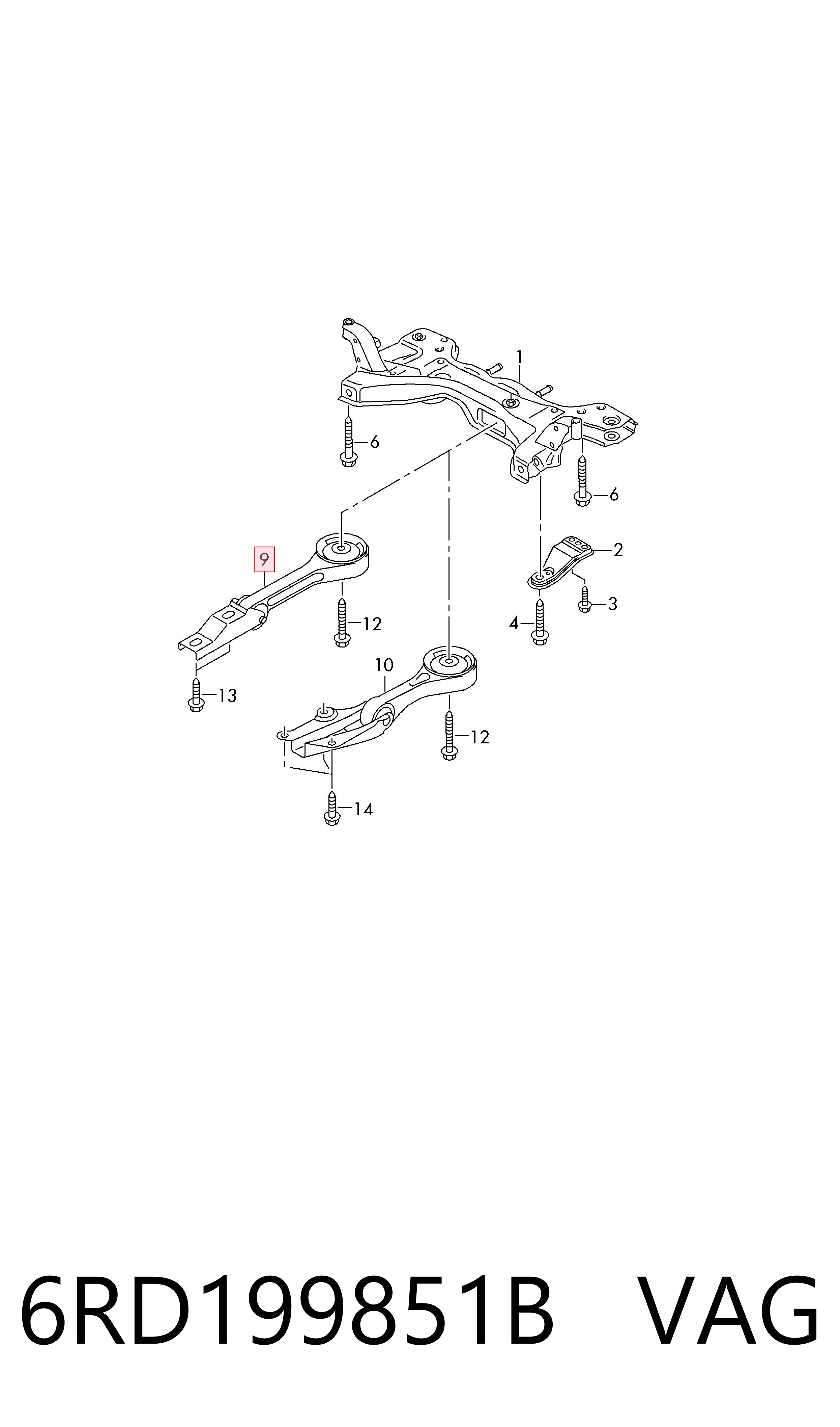 Soporte de motor trasero para Volkswagen Polo 602, 604, 612, 614