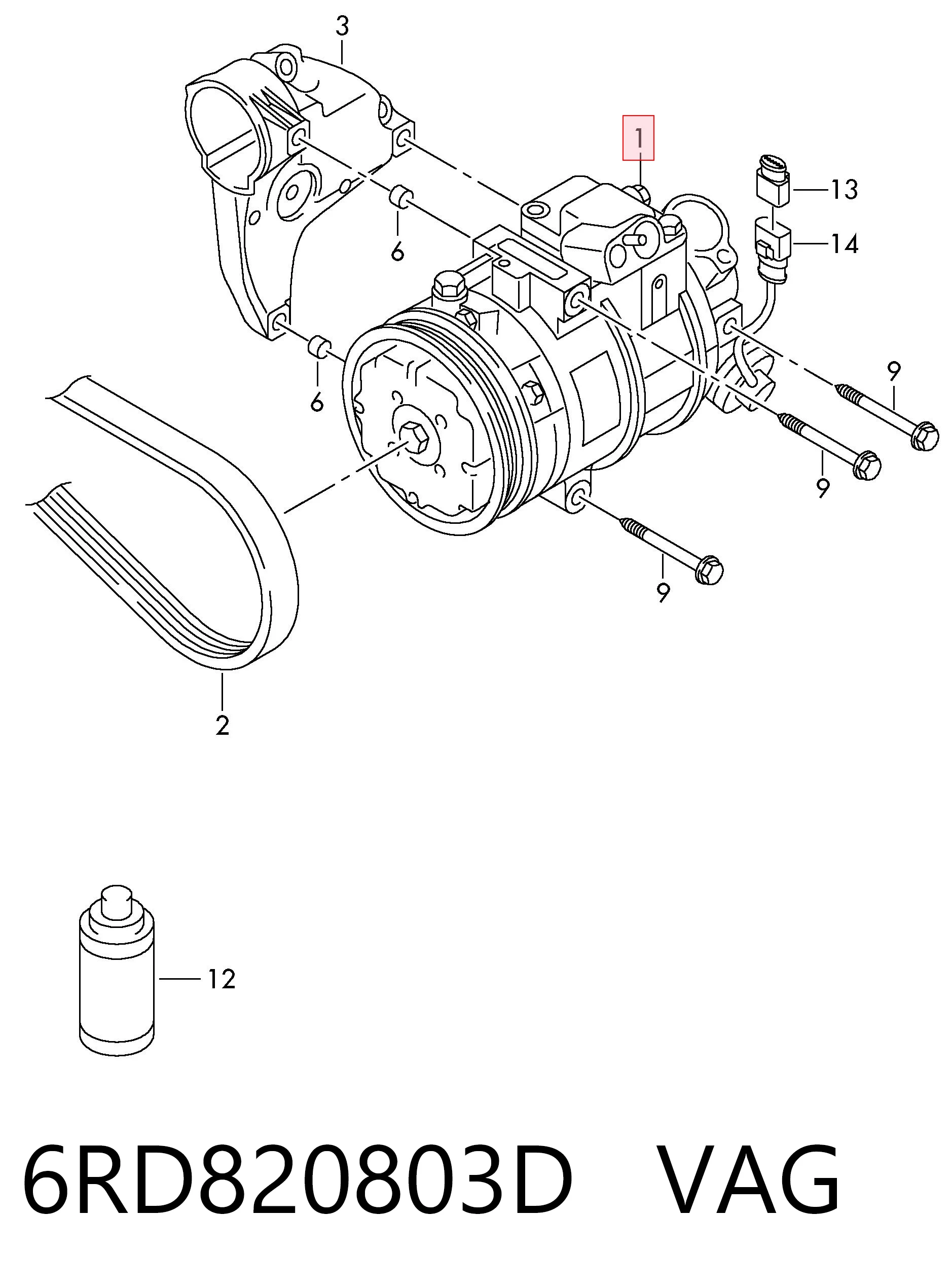 6RD820803D VAG Compresor climatizador