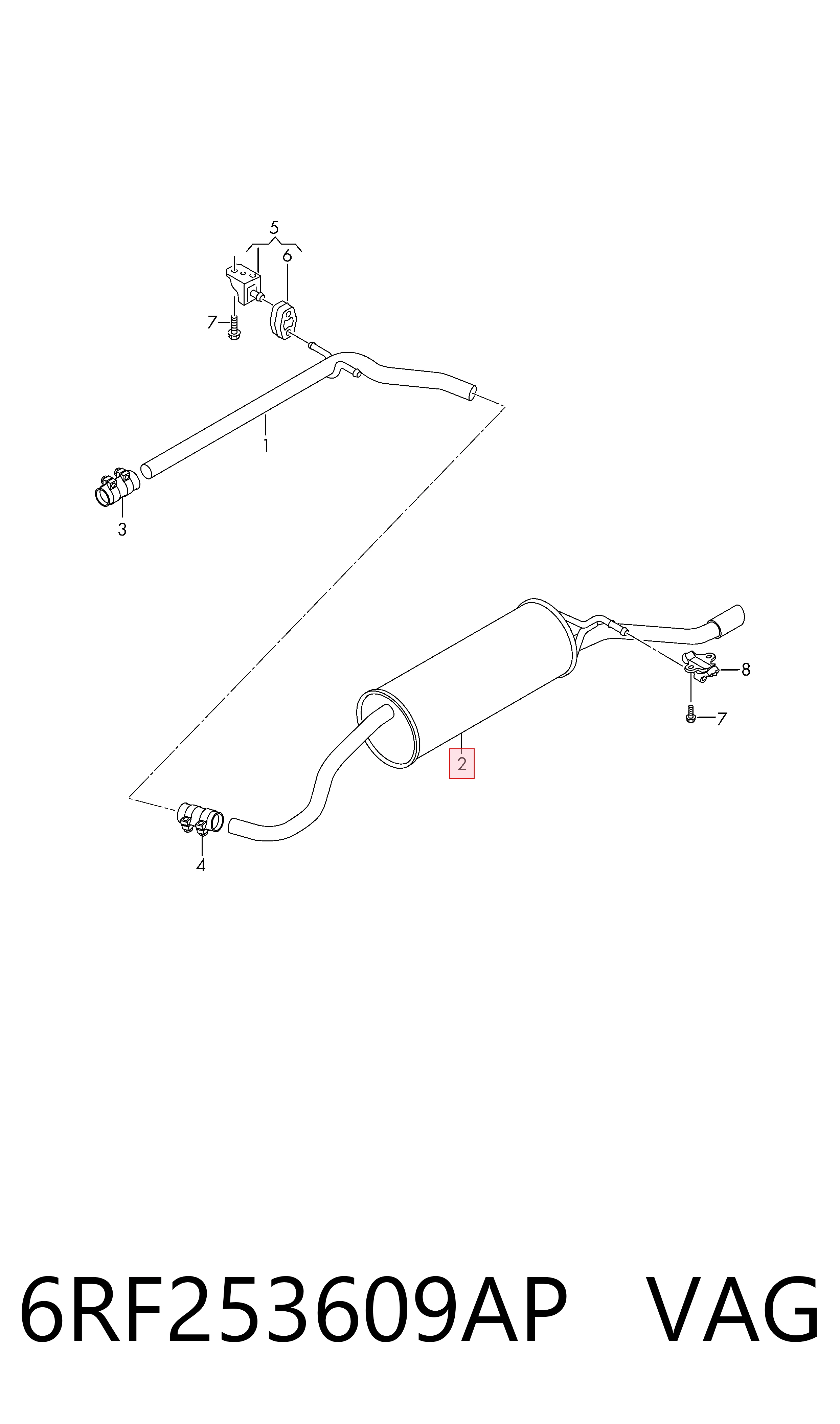 Silenciador trasero para Volkswagen Polo 602, 604, 612, 614