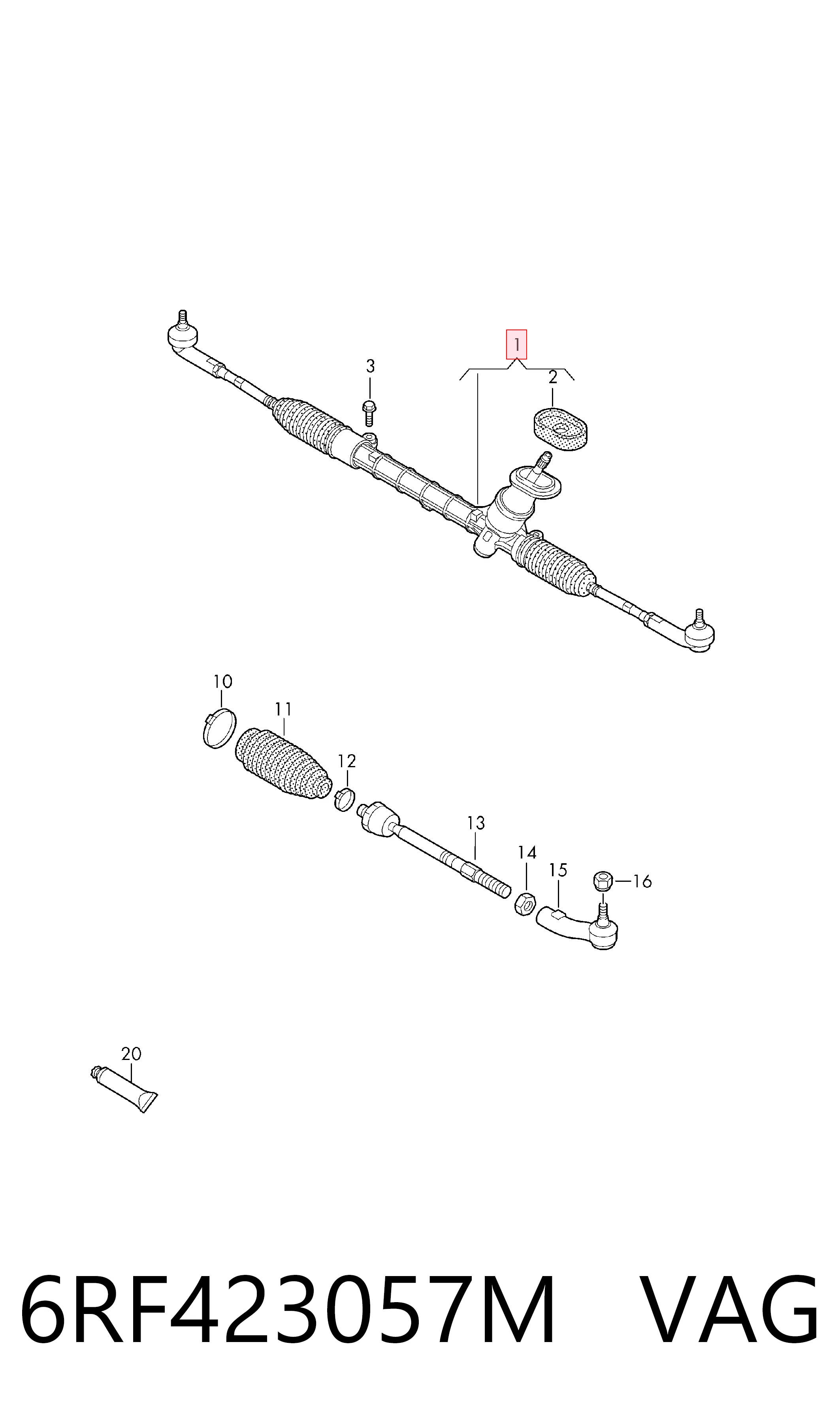 Cremallera caja de direccion para Volkswagen Polo V RUS 602, 604, 612, 614