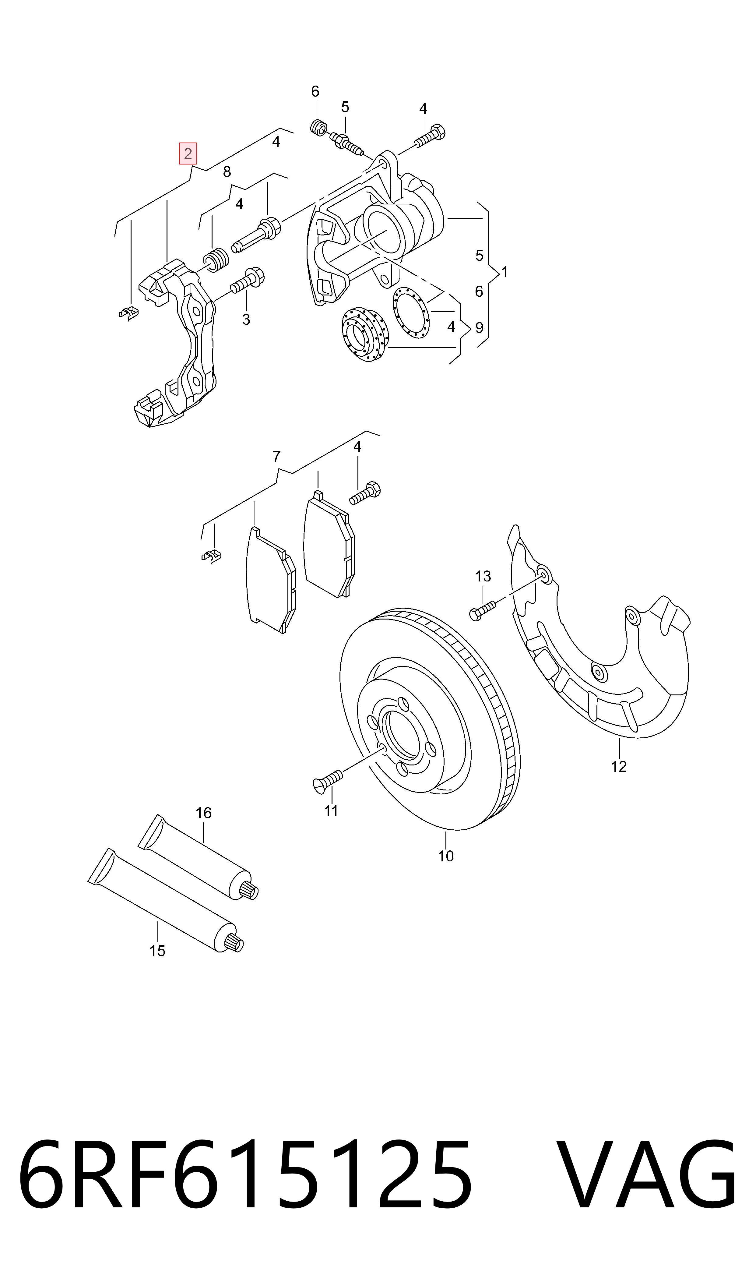 6RF615125 VAG Soporte, pinza de freno delantera