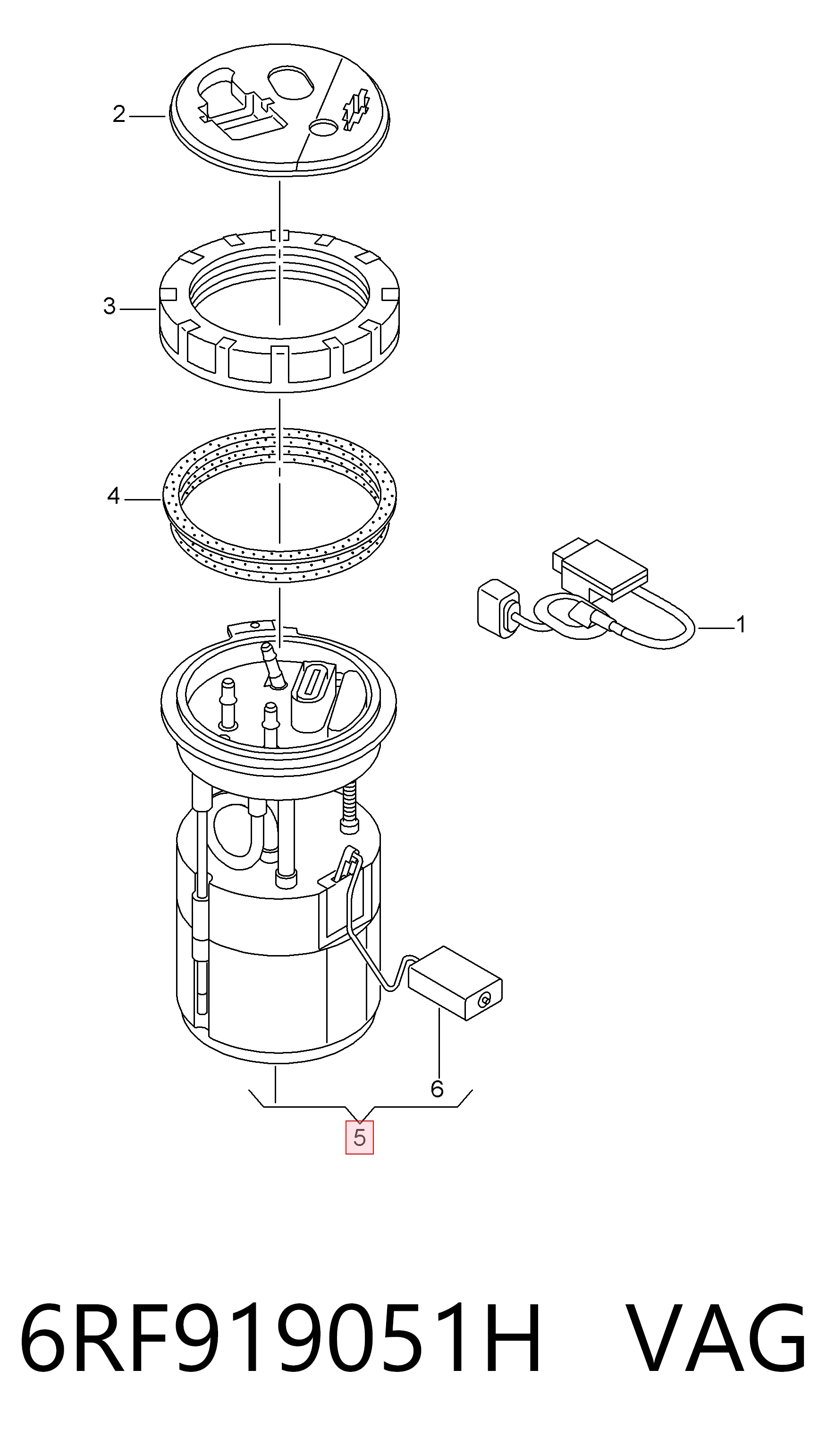 6RF919051H VAG Módulo de alimentación de combustible
