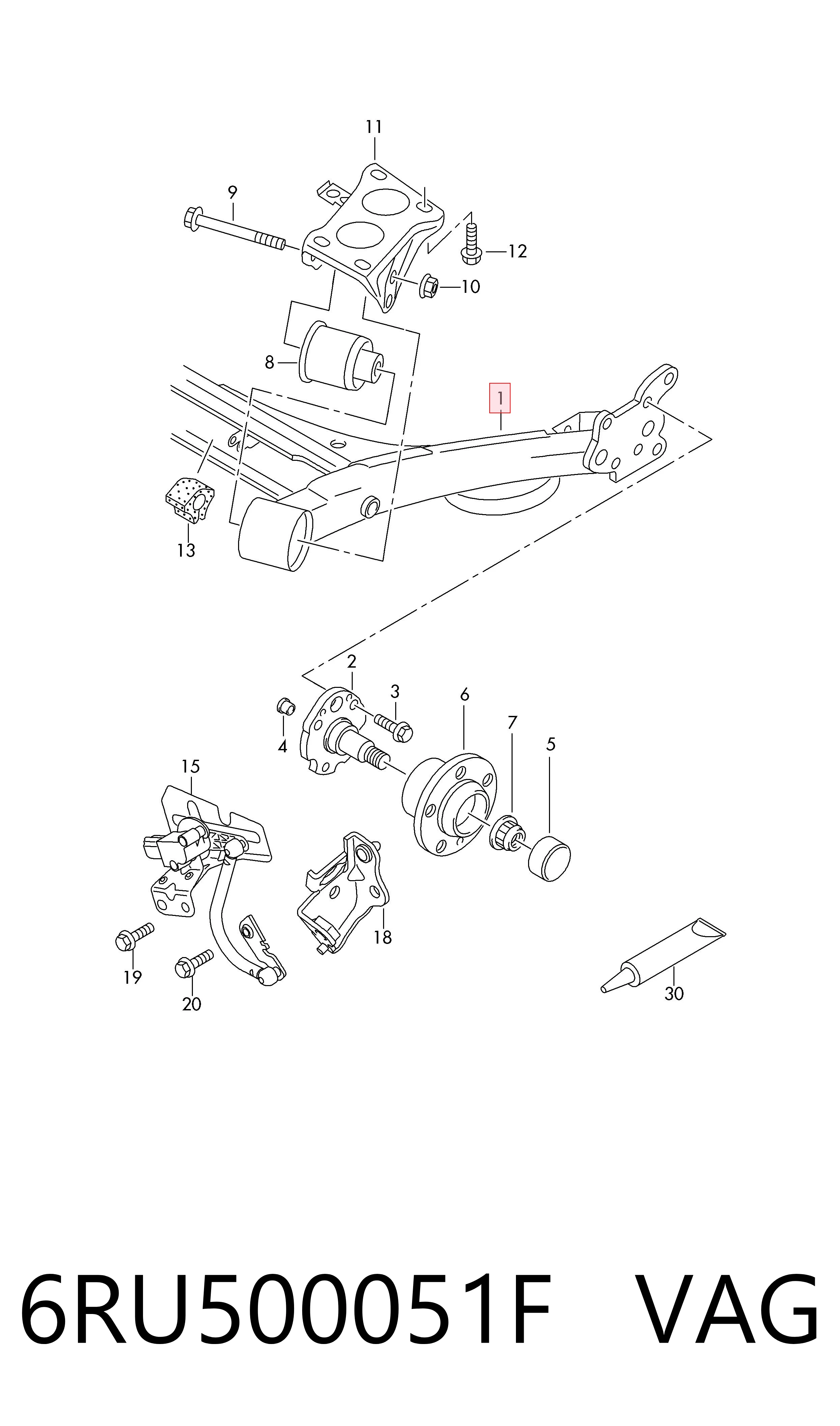 6RU500051F VAG Subchasis trasero soporte motor