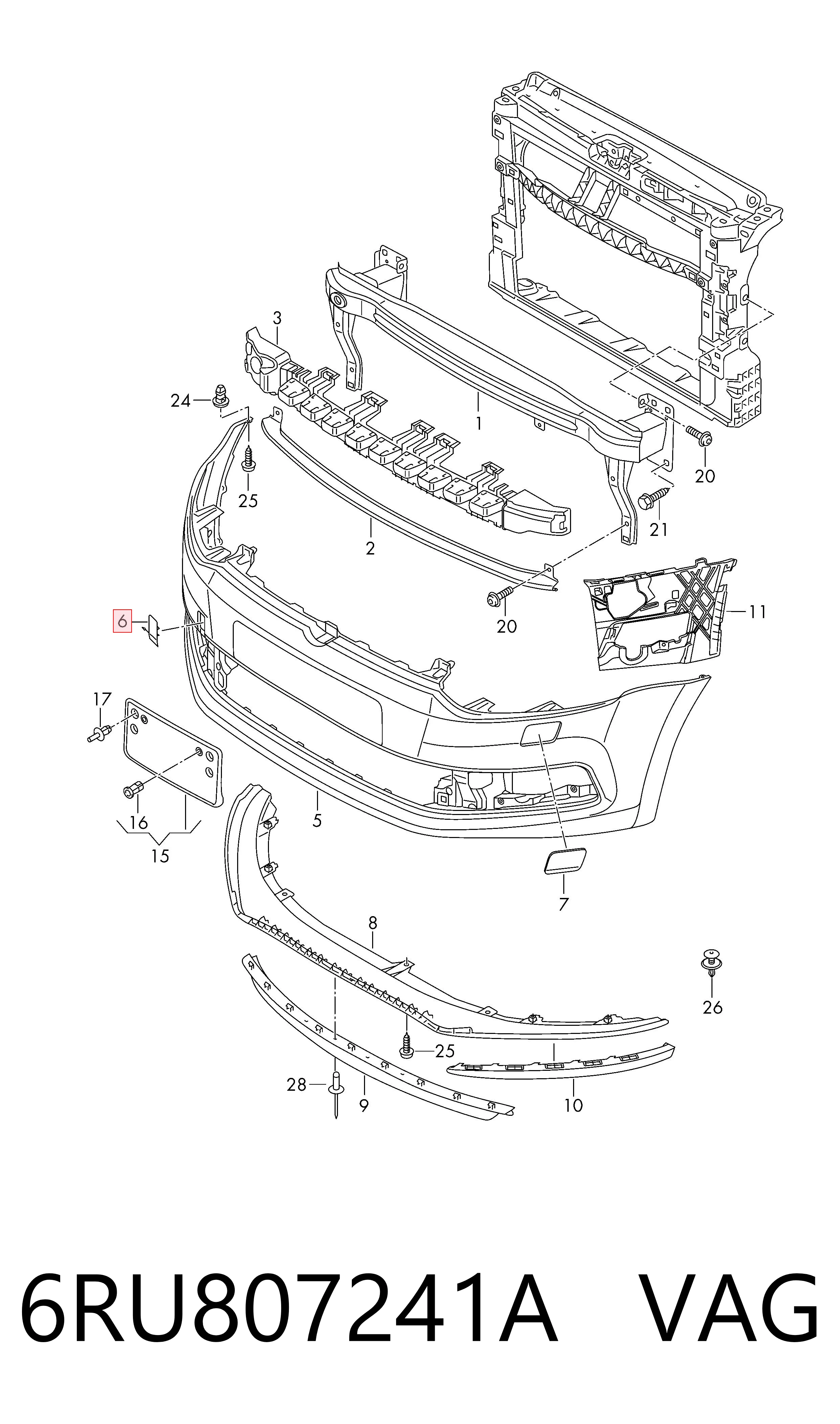 Tapa del enganche de remolcado delantera para Volkswagen Polo 602, 604, 612, 614