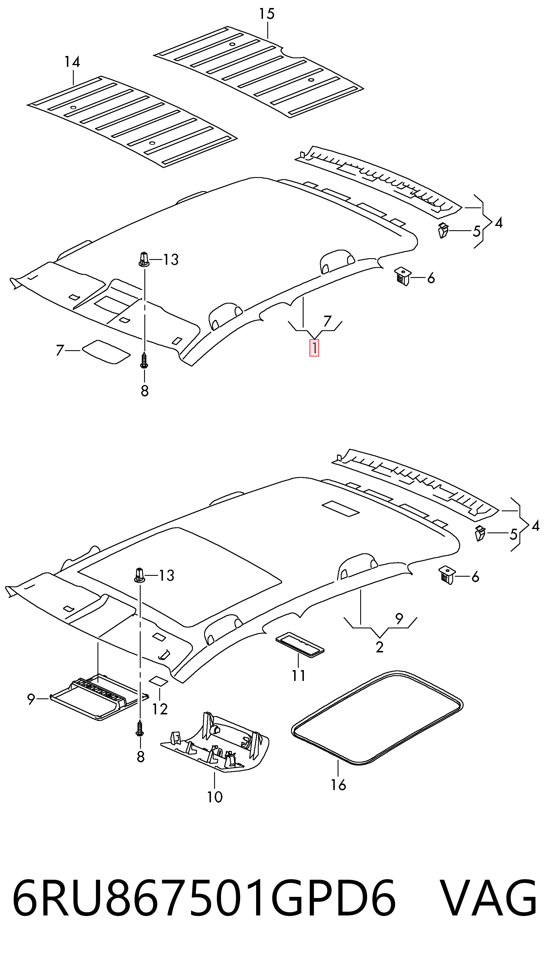 Techo interior para Volkswagen Polo 602, 604, 612, 614